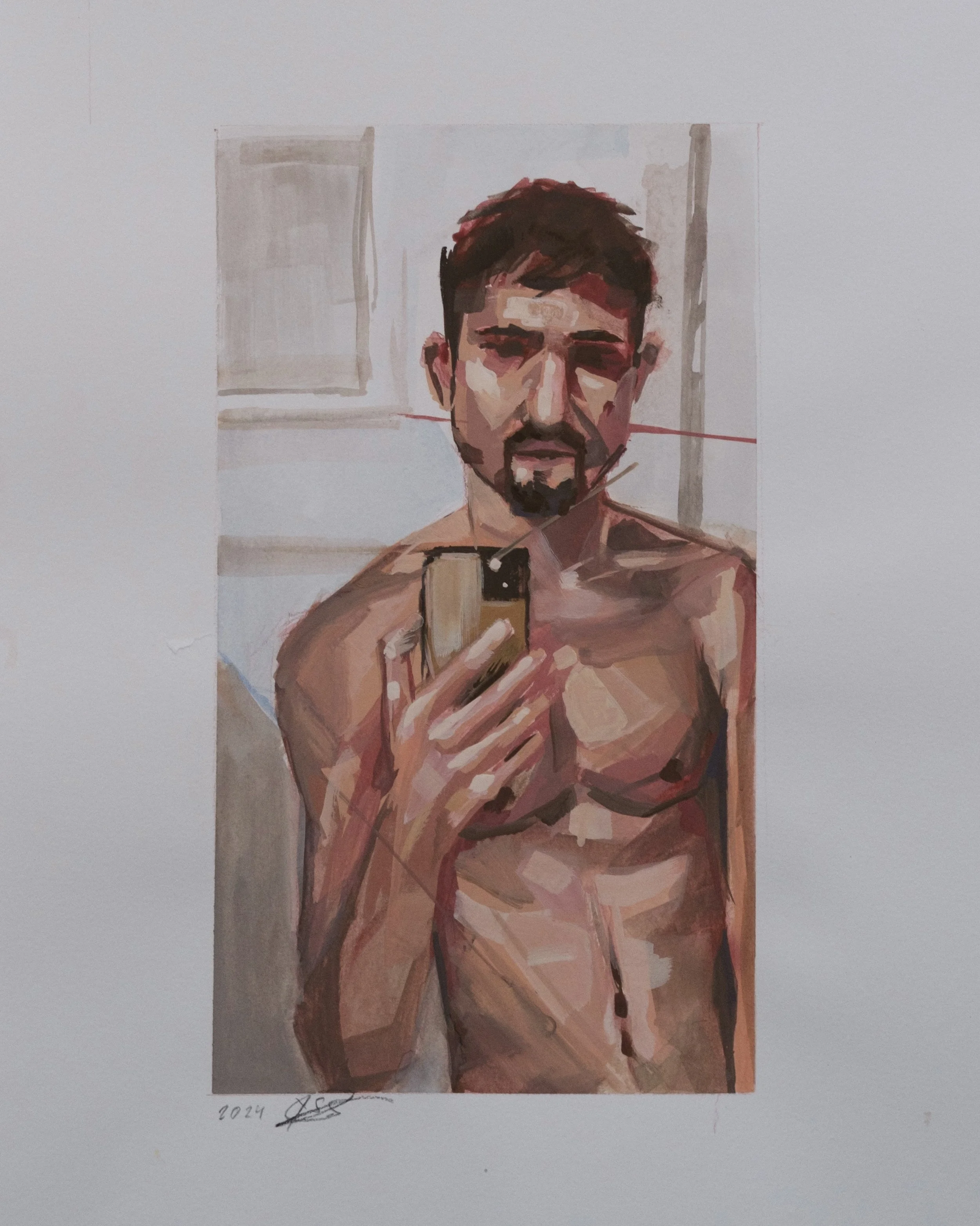 sense of self, 2024, gouache on paper