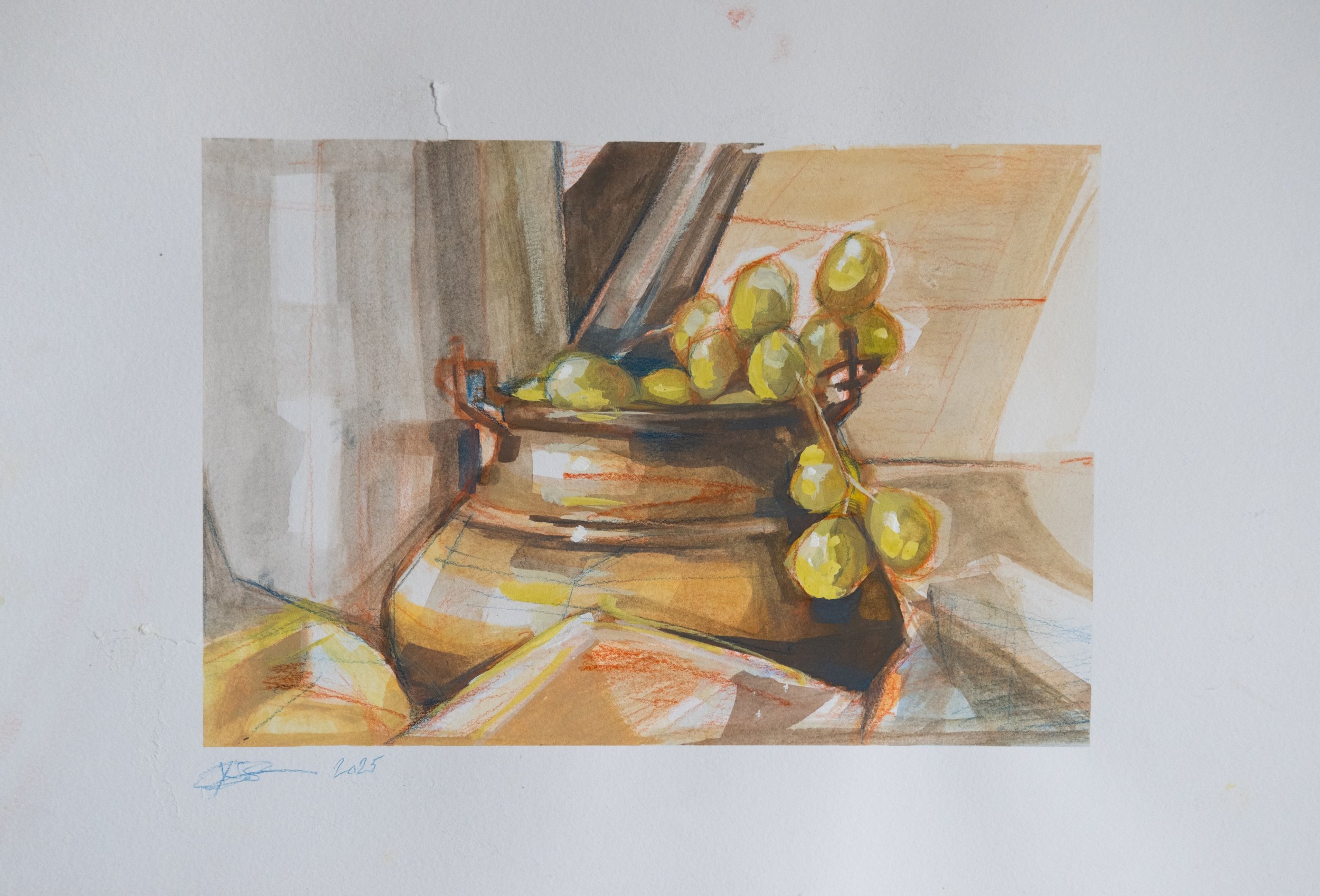 still life 001, 2025, Gouache and pencils on paper
