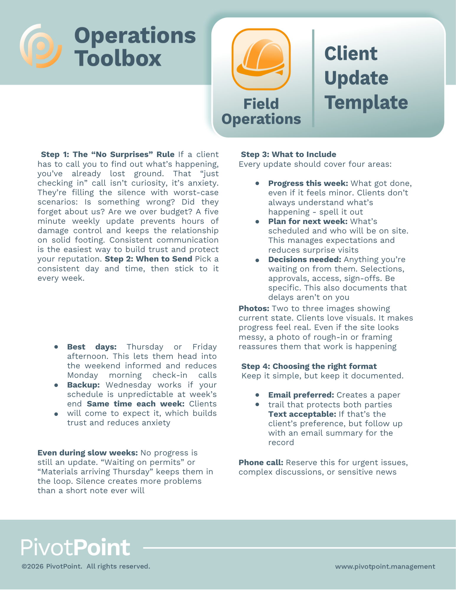 Client update template