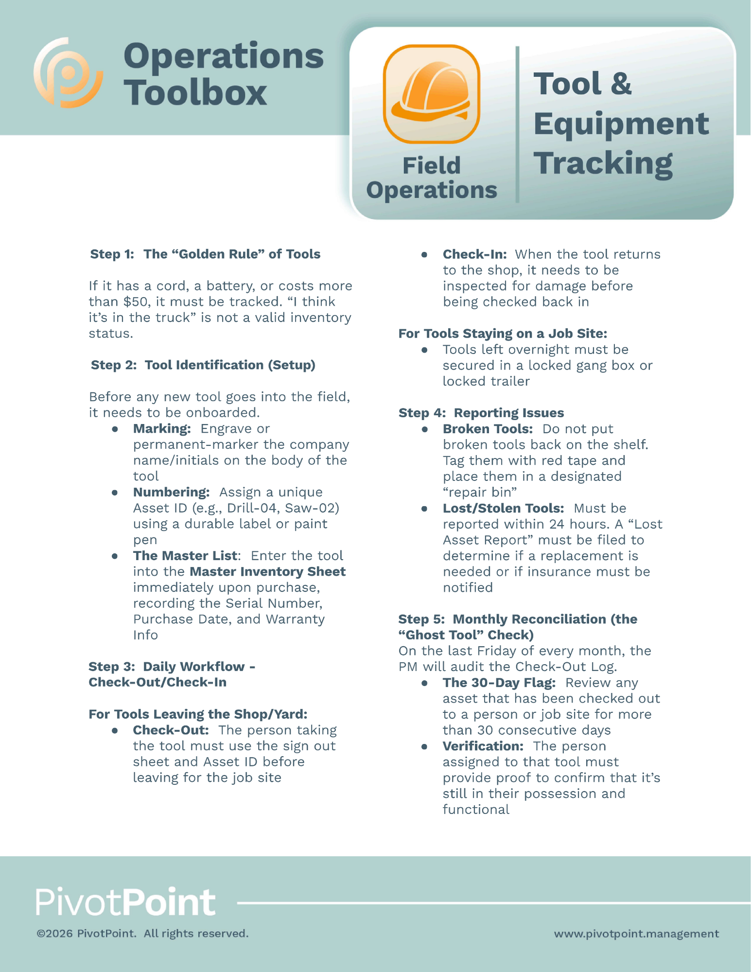 FIELD - tool & equipment tracking