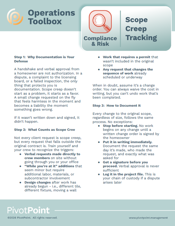 Scope creep template