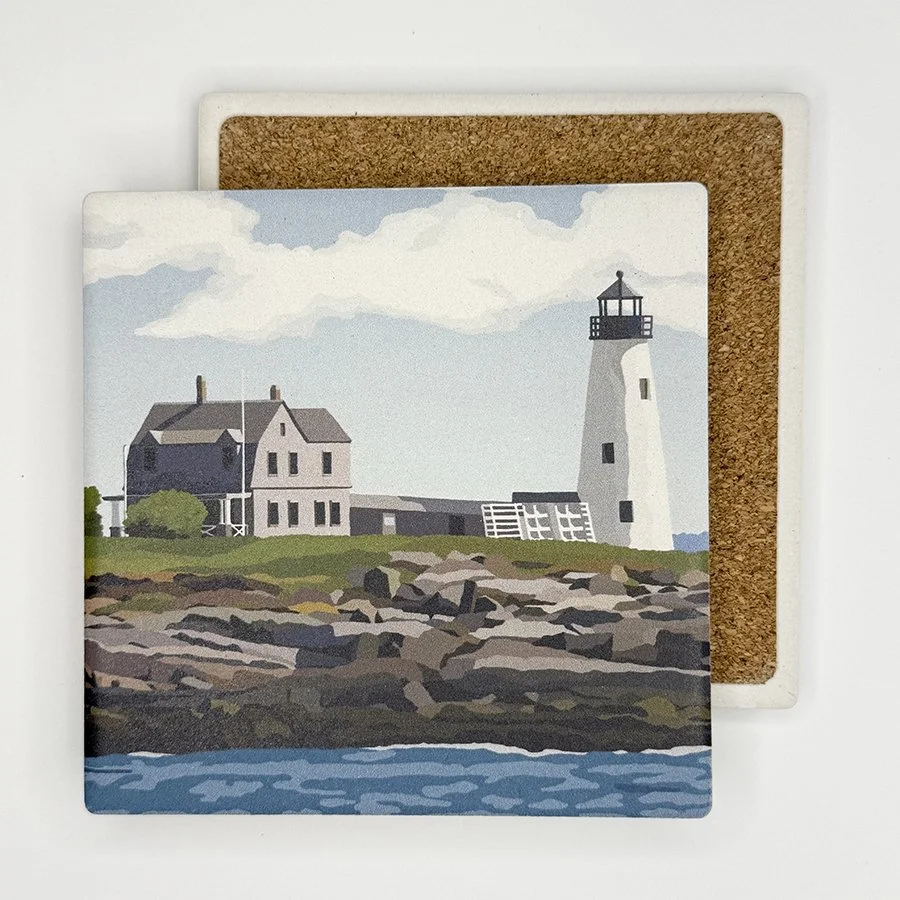 Wood Island Light, Biddeford, Maine | Absorbent Stone Coaster