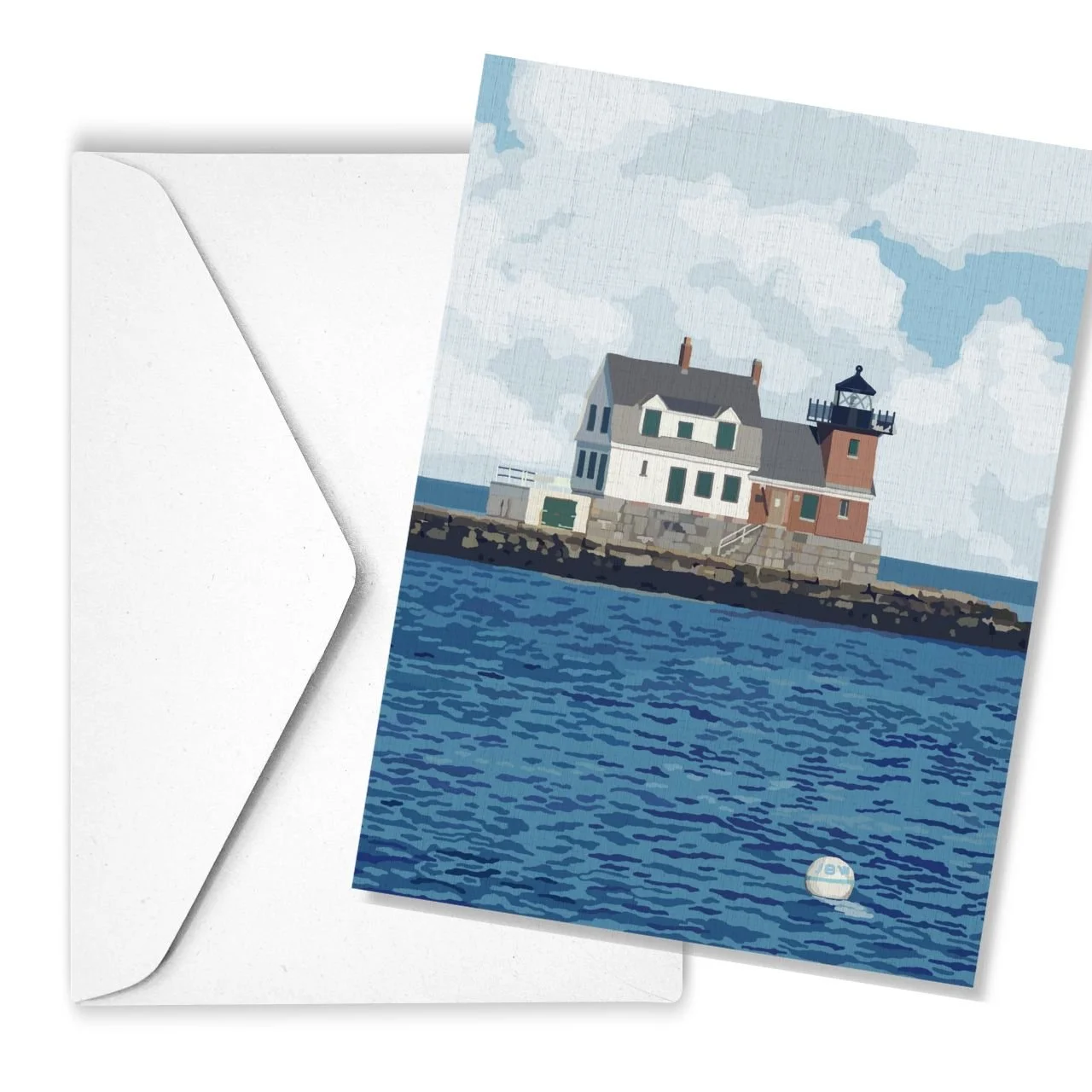 Rockland Breakwater Light, Rockland, Maine | Linen Note Card
