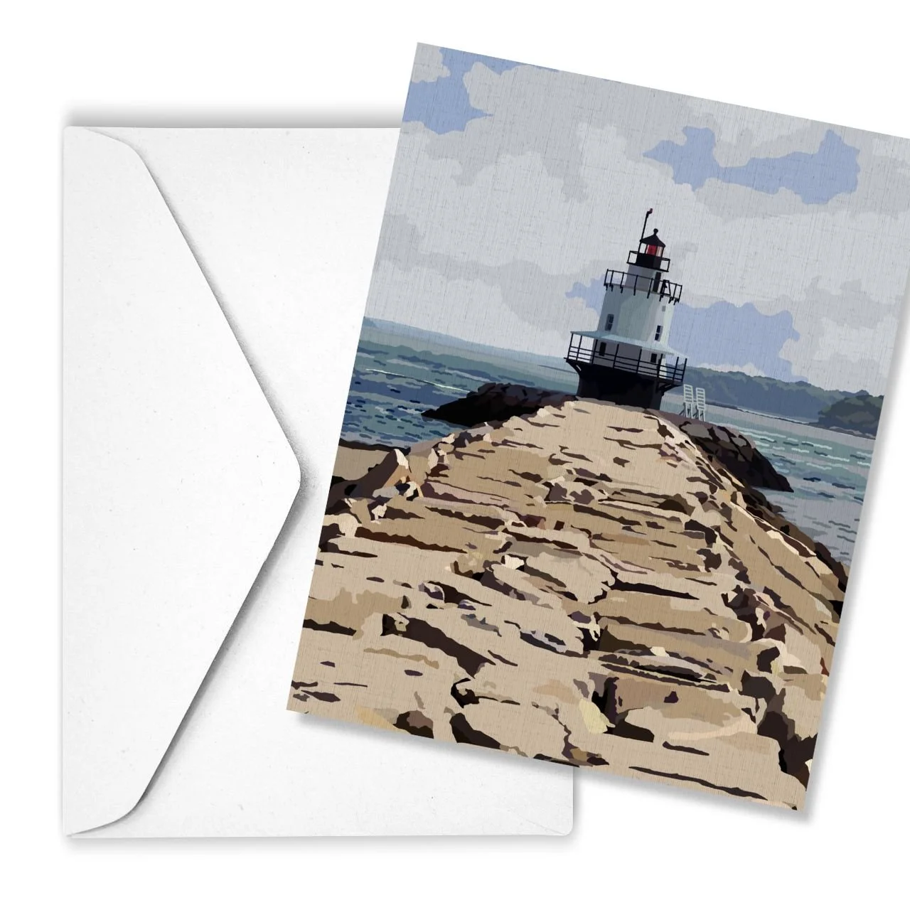 Spring Point Ledge Light, South Portland, Maine | Linen Note Card