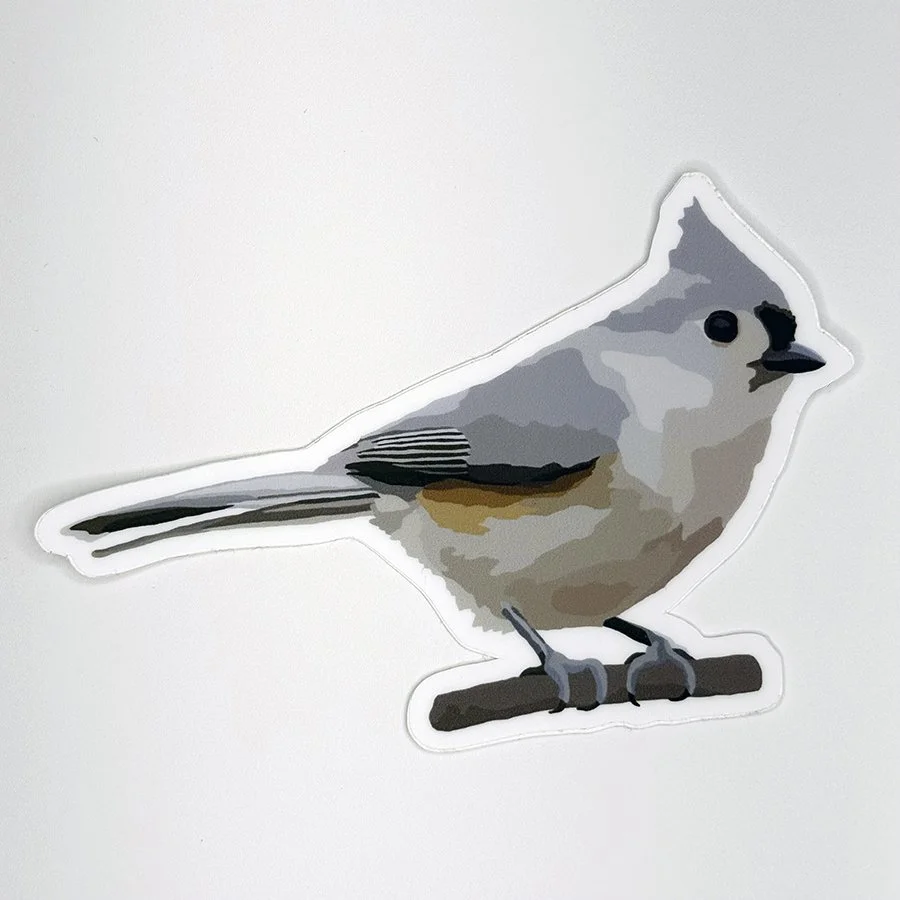 Tufted Titmouse Vinyl Decal, Waterproof & UV-Resistant