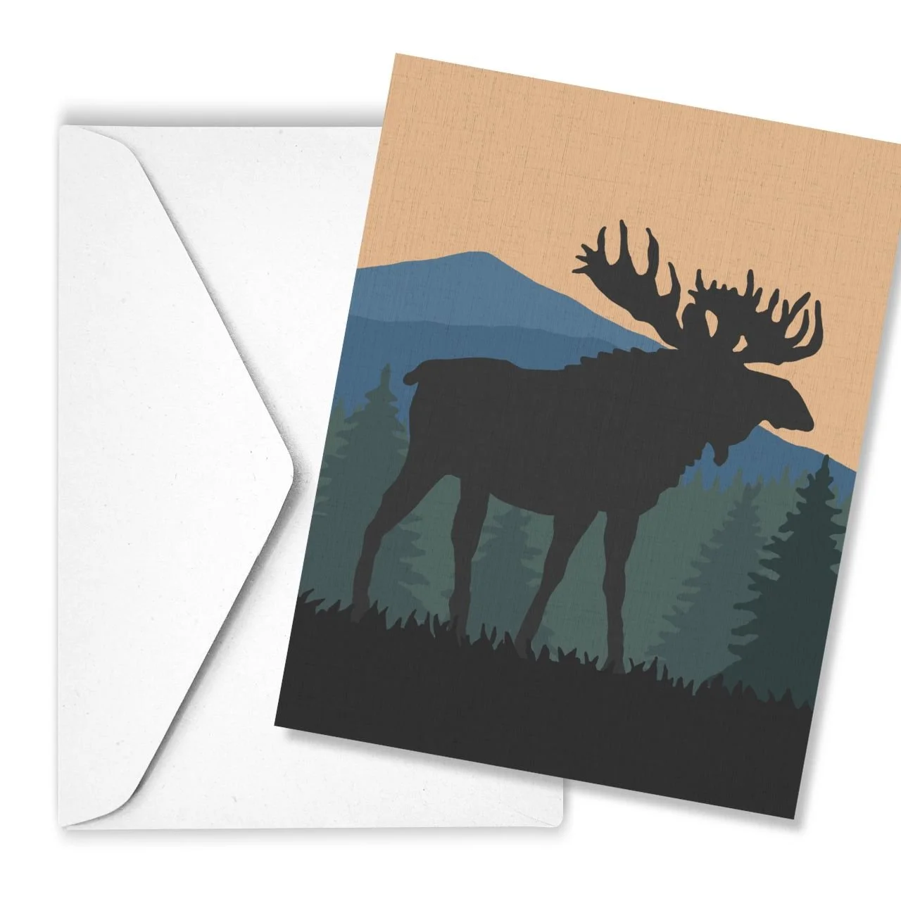 Moose Silhouette | Linen Note Card