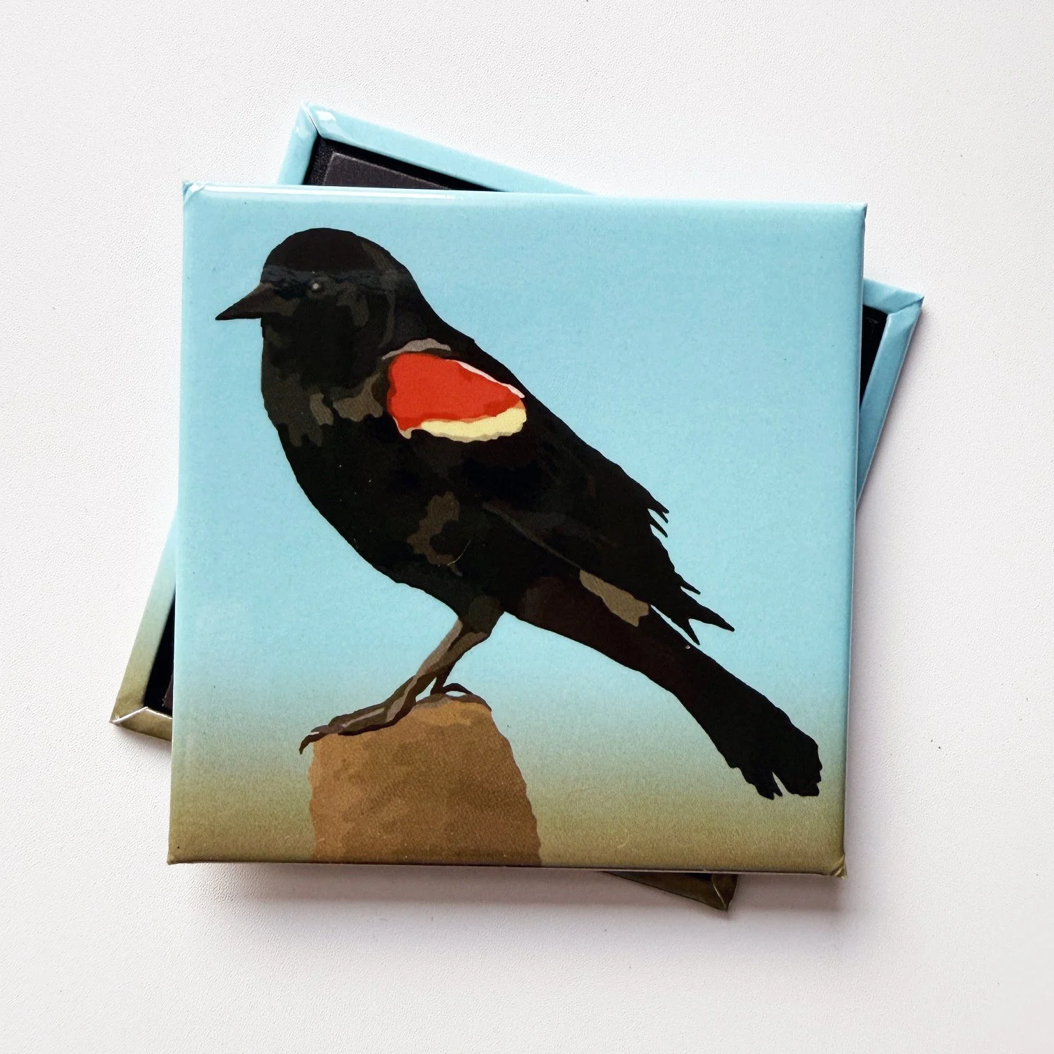 Red-winged Blackbird  | 2.5x2.5" Glossy Durable Fridge Magnet