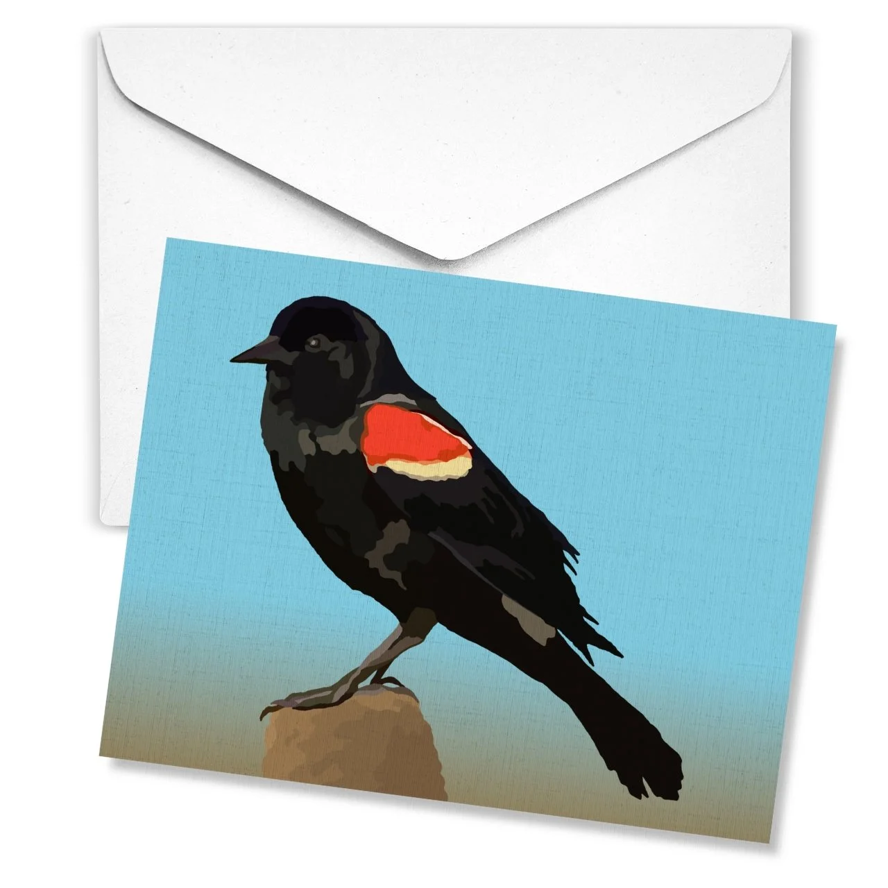 Red-winged Blackbird | Linen Note Card