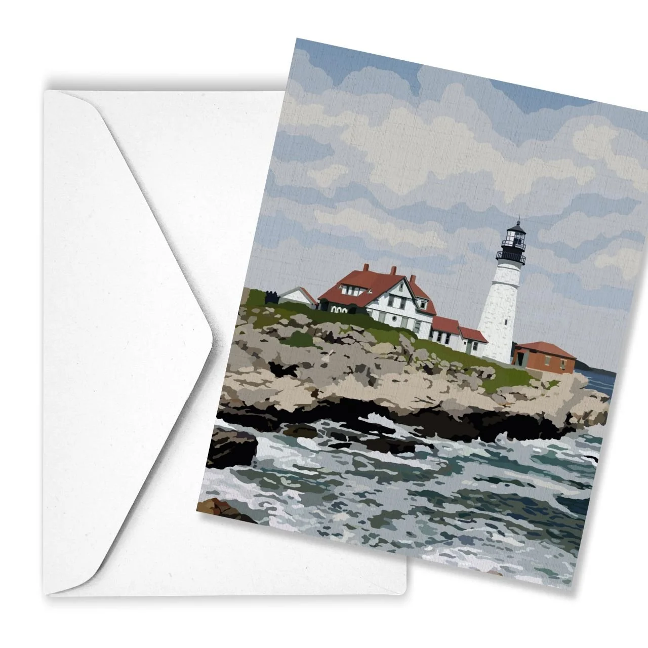Portland Head Light, Cape Elizabeth, Maine | Linen Note Card
