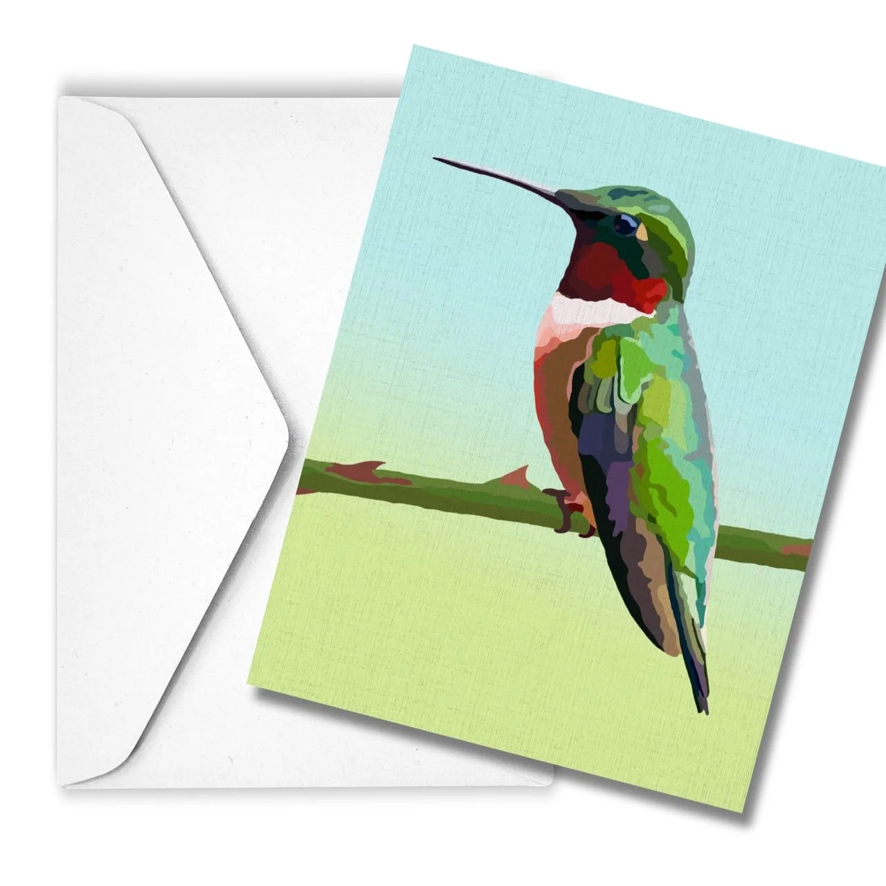 Ruby Throated Hummingbird | Linen Note Card