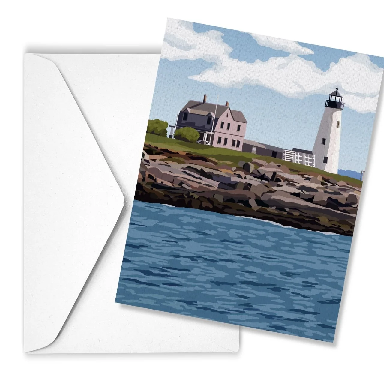 Wood Island Light, Biddeford, Maine | Linen Note Card