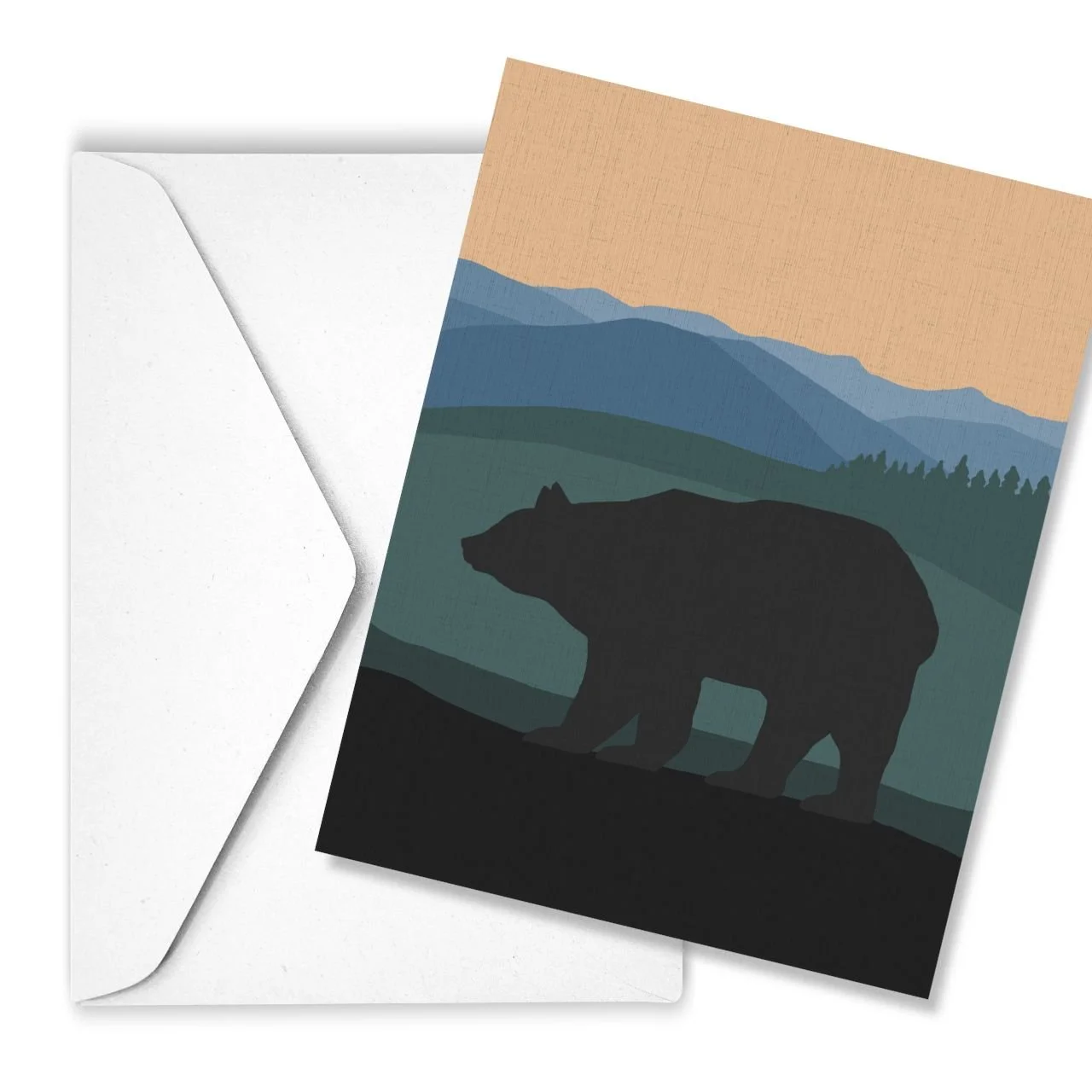 Bear Silhouette | Linen Note Card