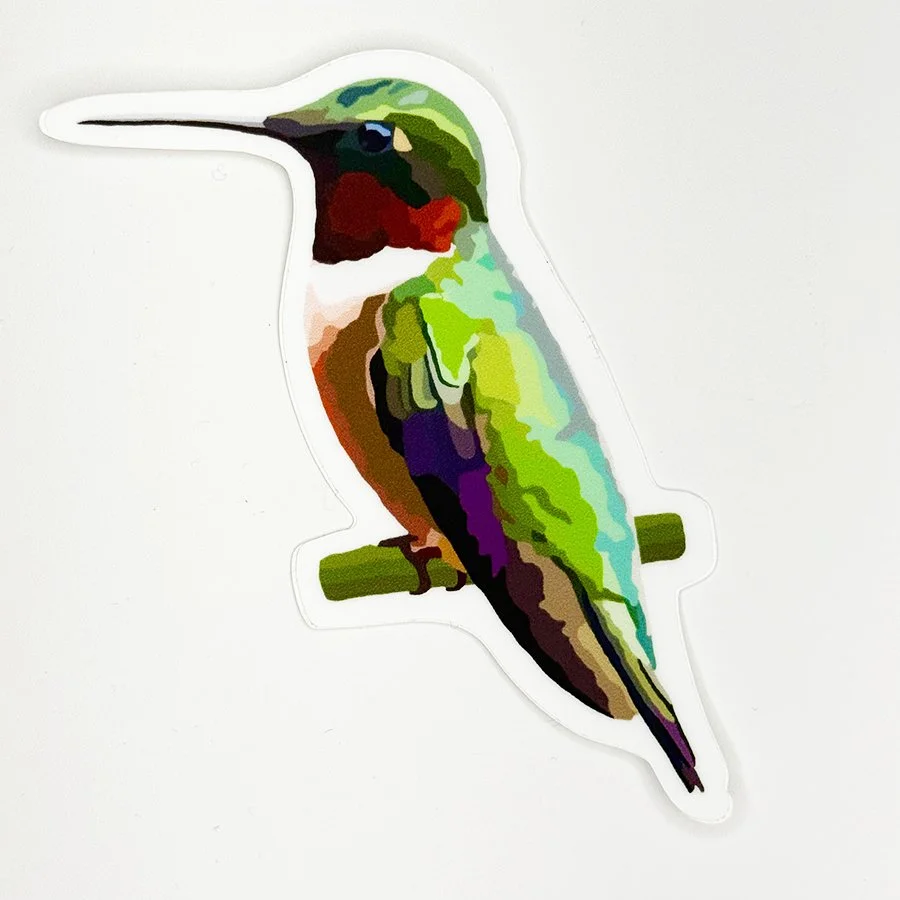 Ruby-throated Hummingbird Vinyl Decal, Waterproof & UV-Resistant