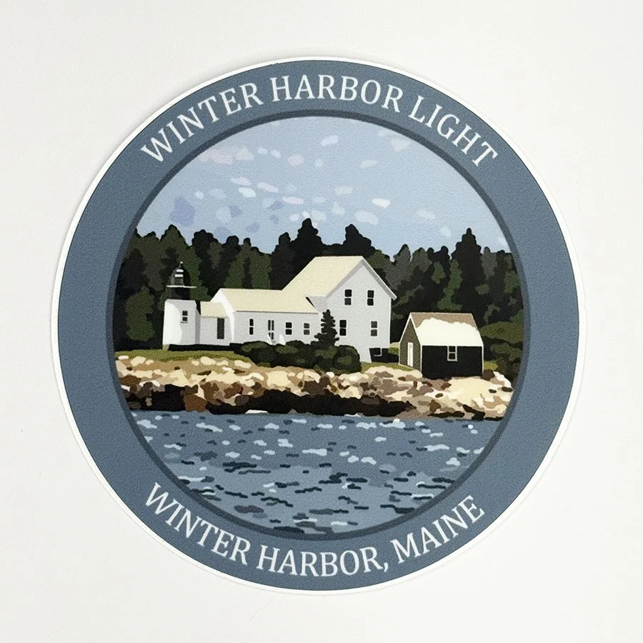 Winter Harbor Light Vinyl Decal, Waterproof & UV-Resistant