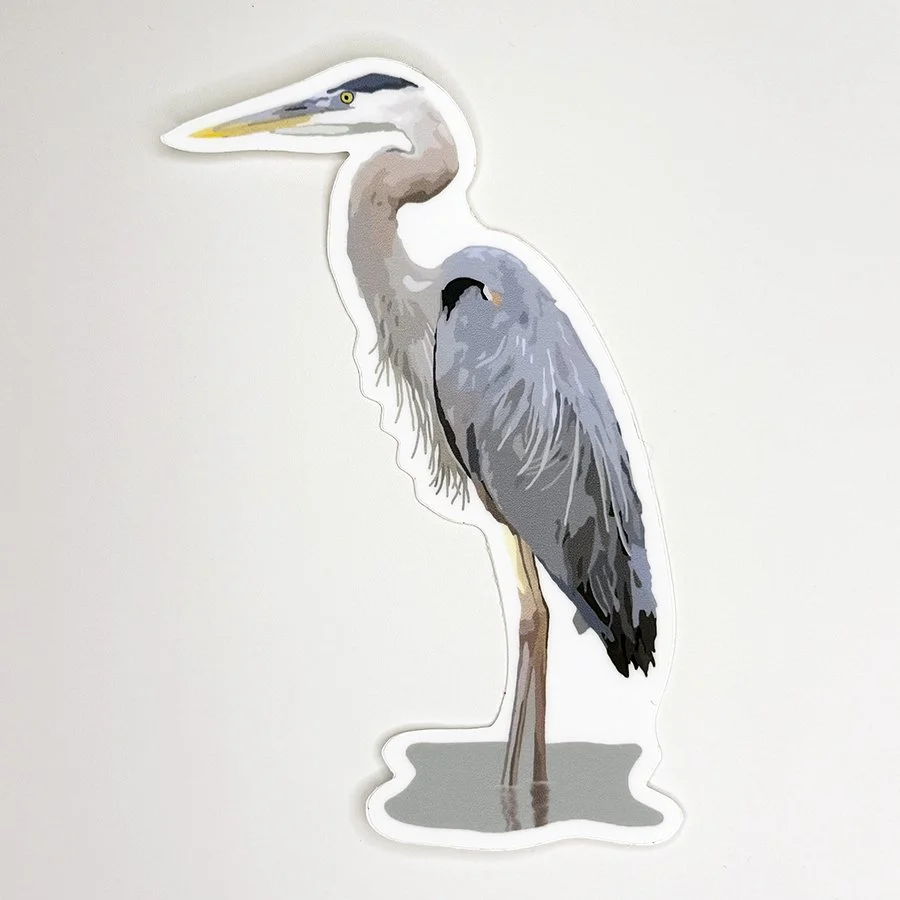 Great Blue Heron Vinyl Decal, Waterproof & UV-Resistant