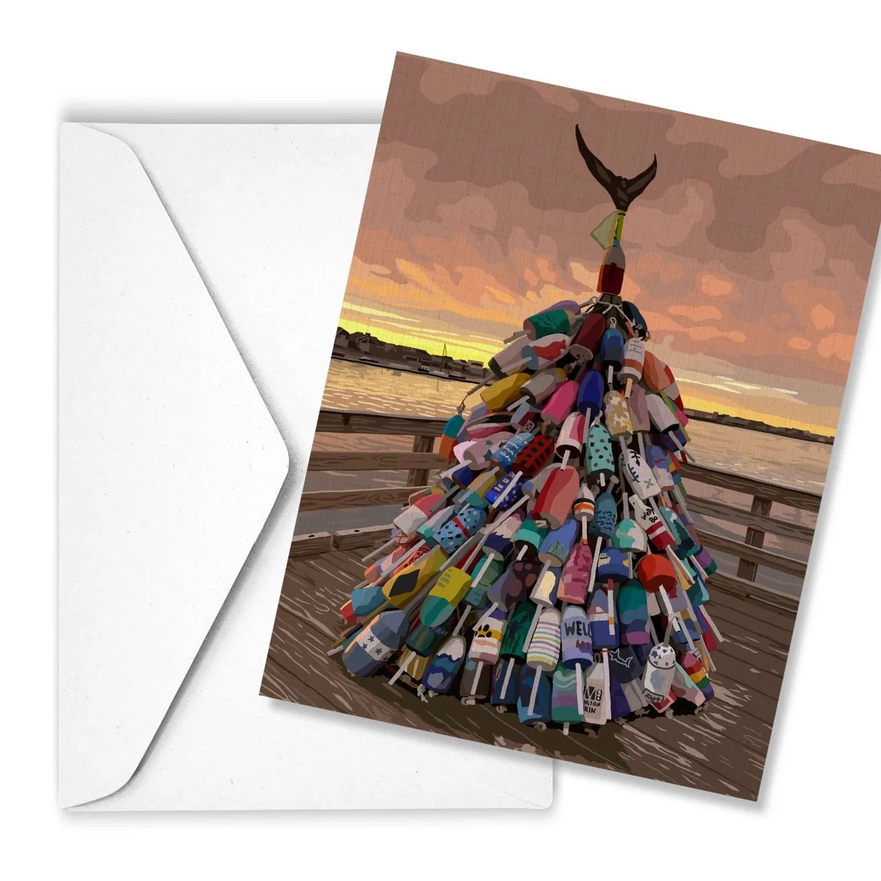 Buoy Tree, Wells, Maine | Linen Note Card