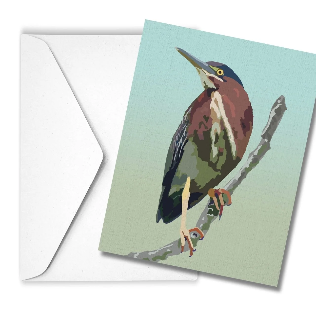 Green Heron | Linen Note Card