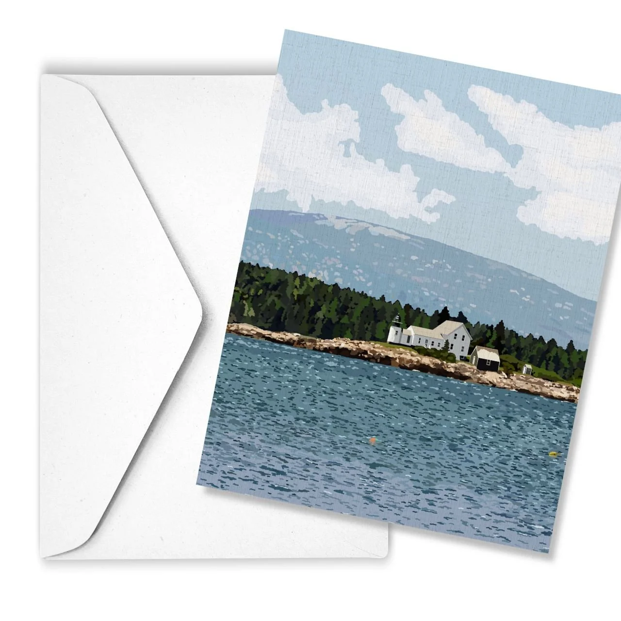 Winter Harbor Light, Winter Harbor, Maine | Linen Note Card