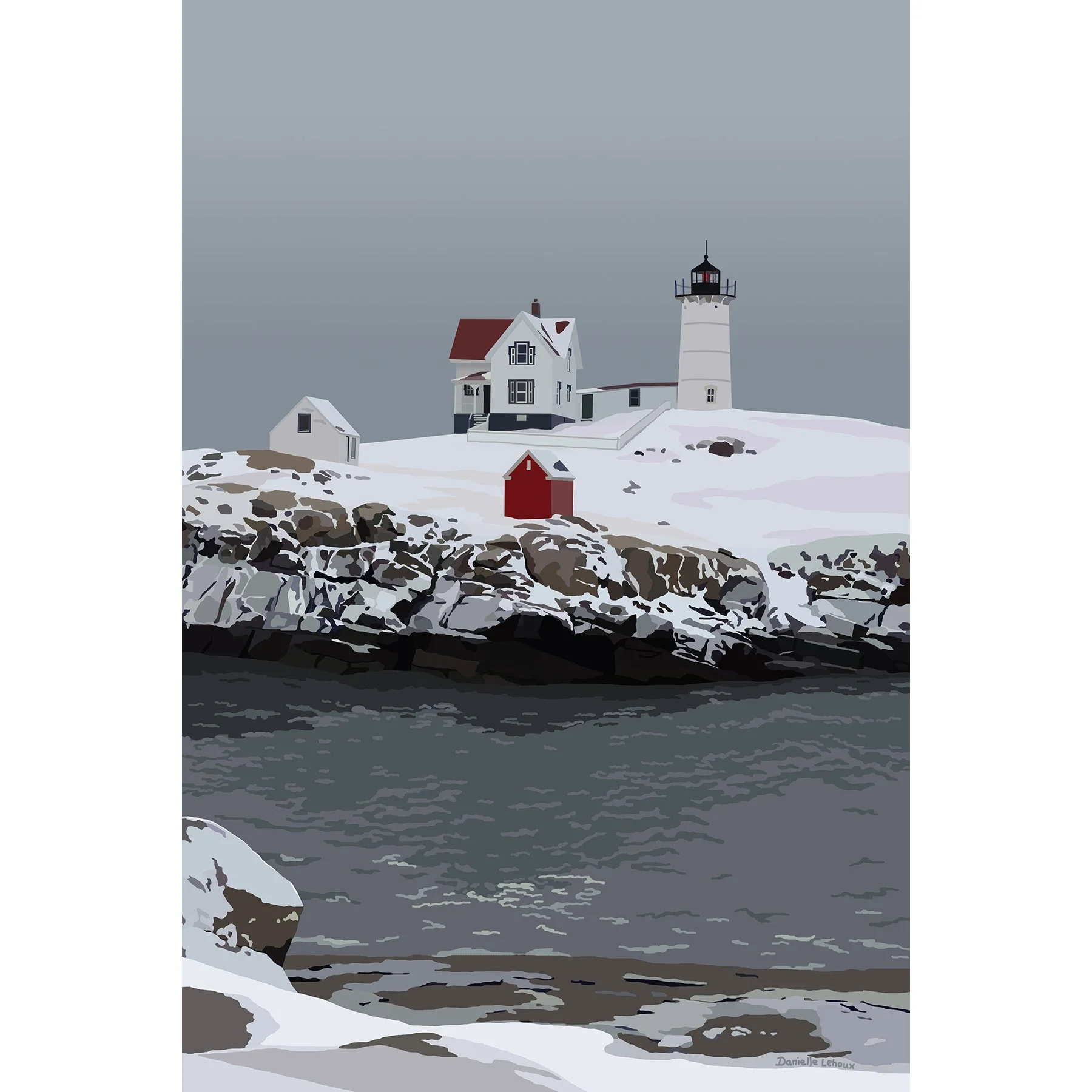 Nubble Light in Winter, York Maine Print