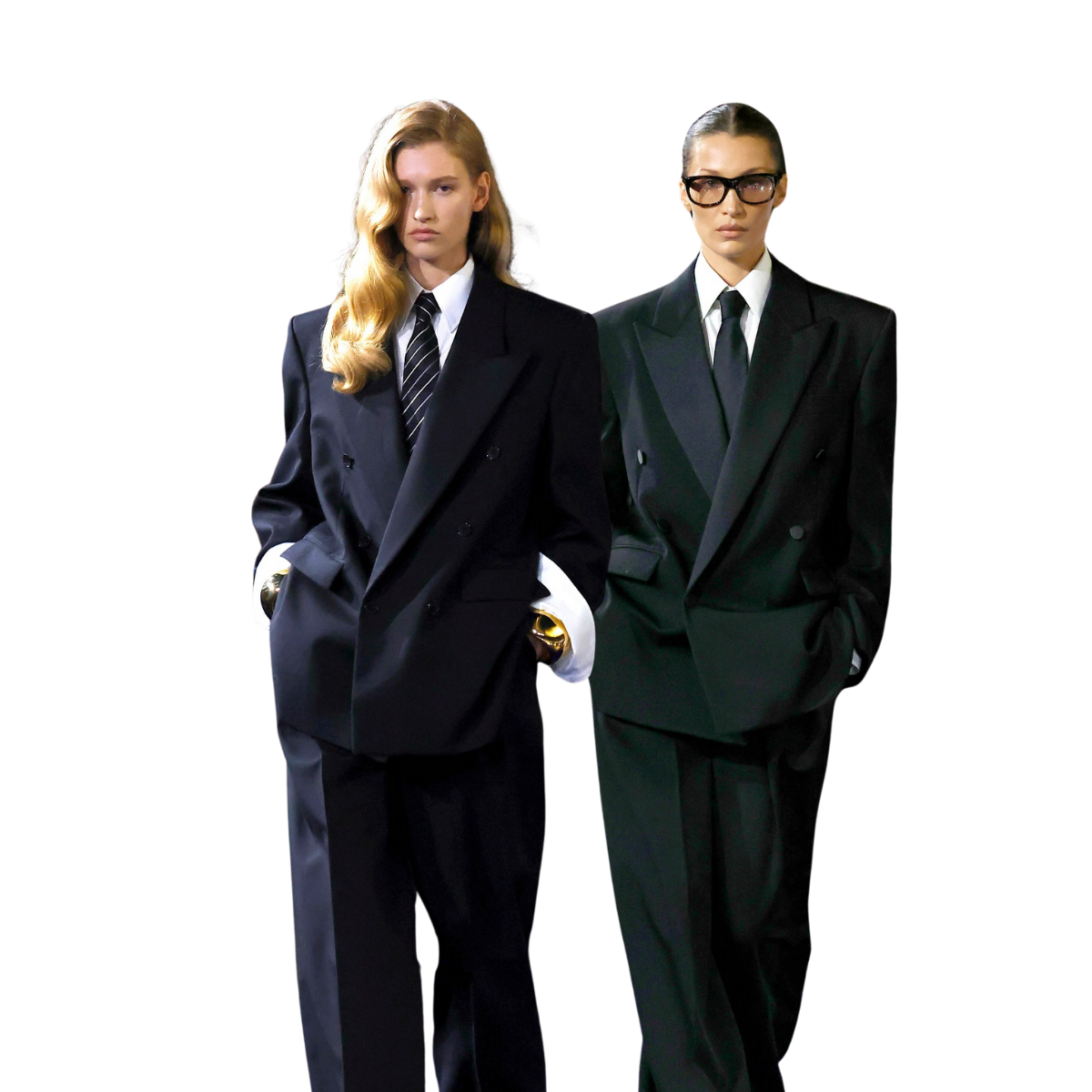 Black Double-Breasted Blazer + White Shirt