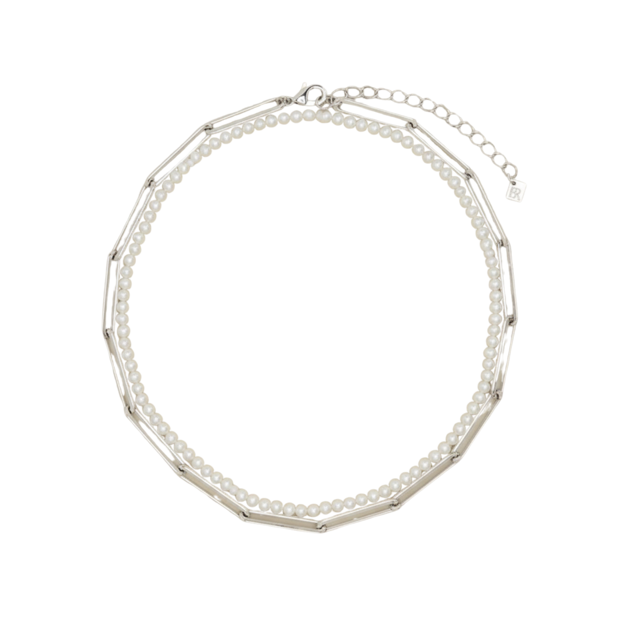 Dual Paperclip and Pearls Necklace