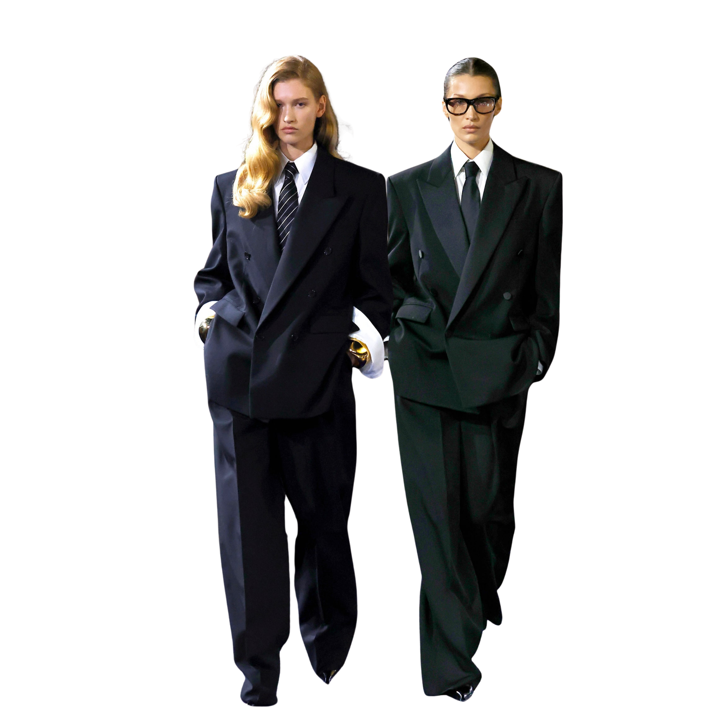 Black Double-Breasted Blazer + White Shirt