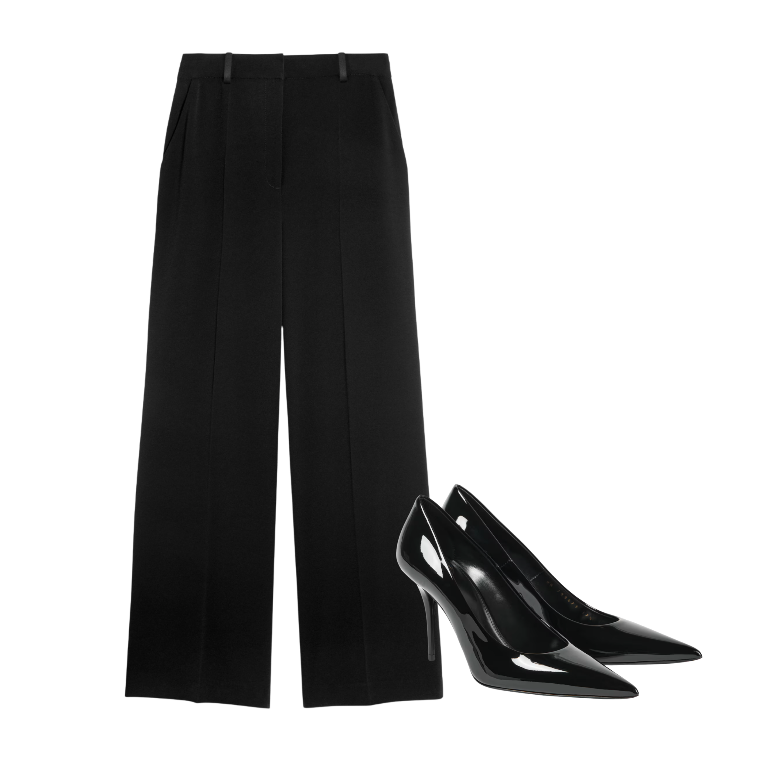 Wide-Leg Pants + High Heels (Black)