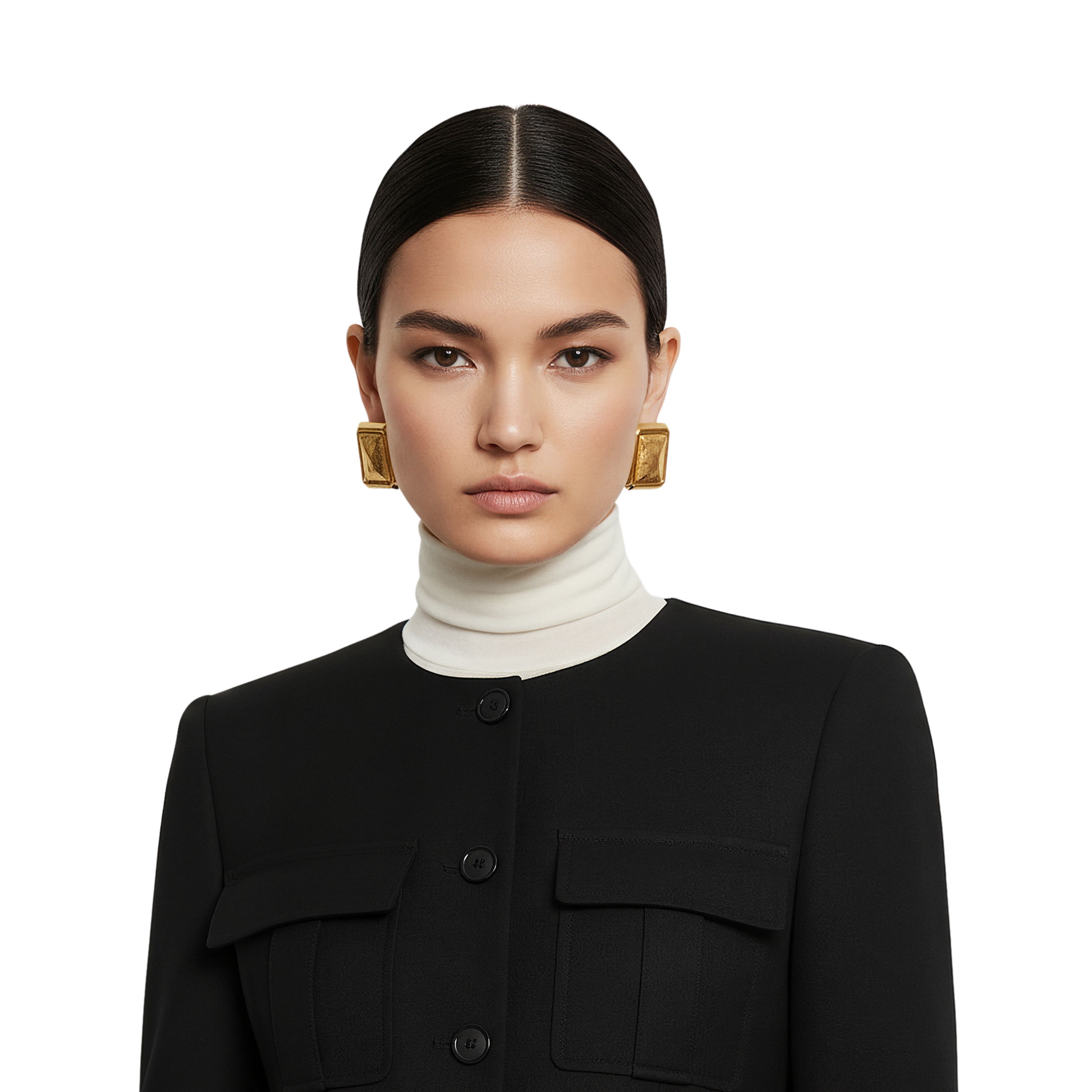 Thin Turtleneck + Collarless Blazer