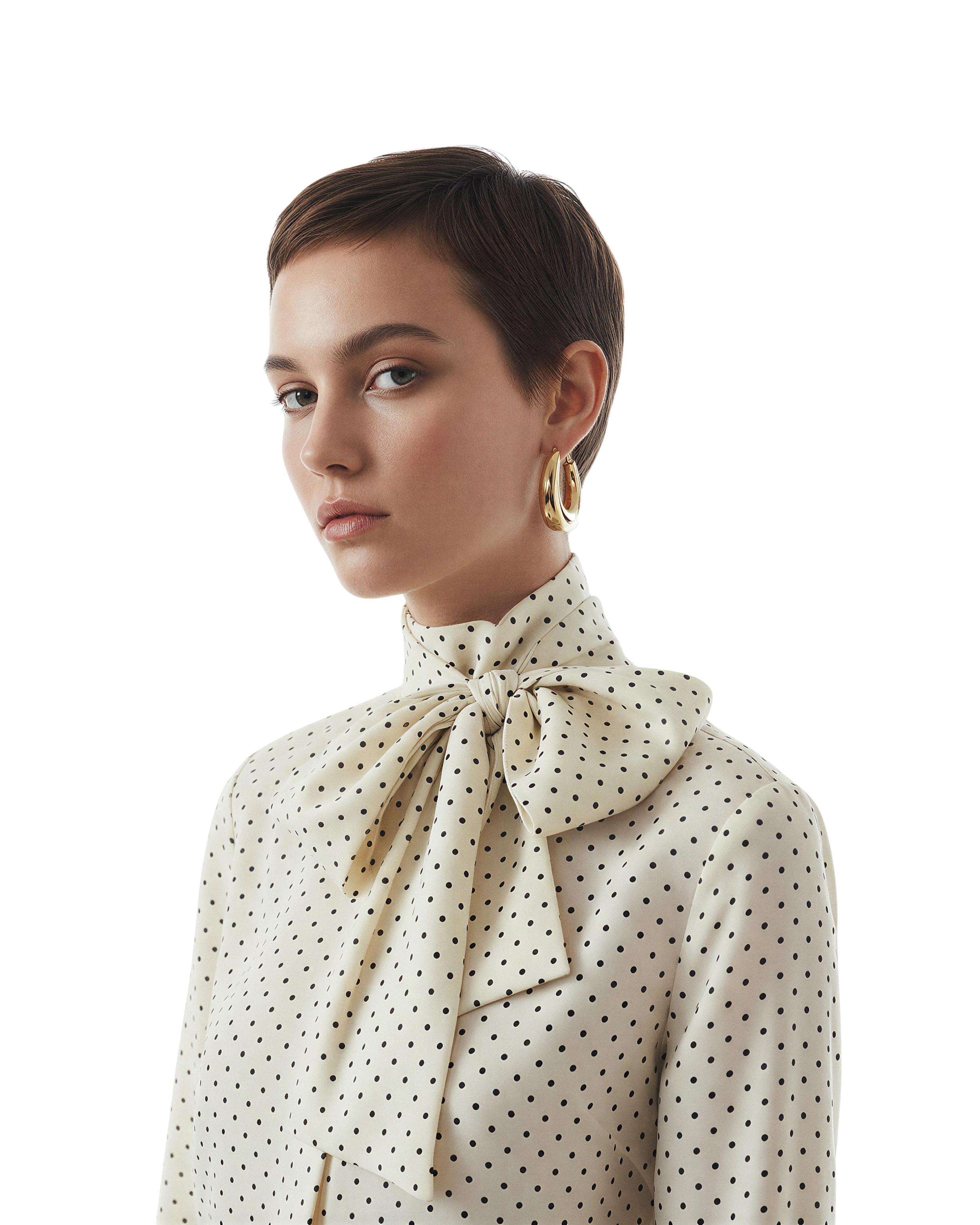 Ivory Polka Dot Blouse + Gold Accent