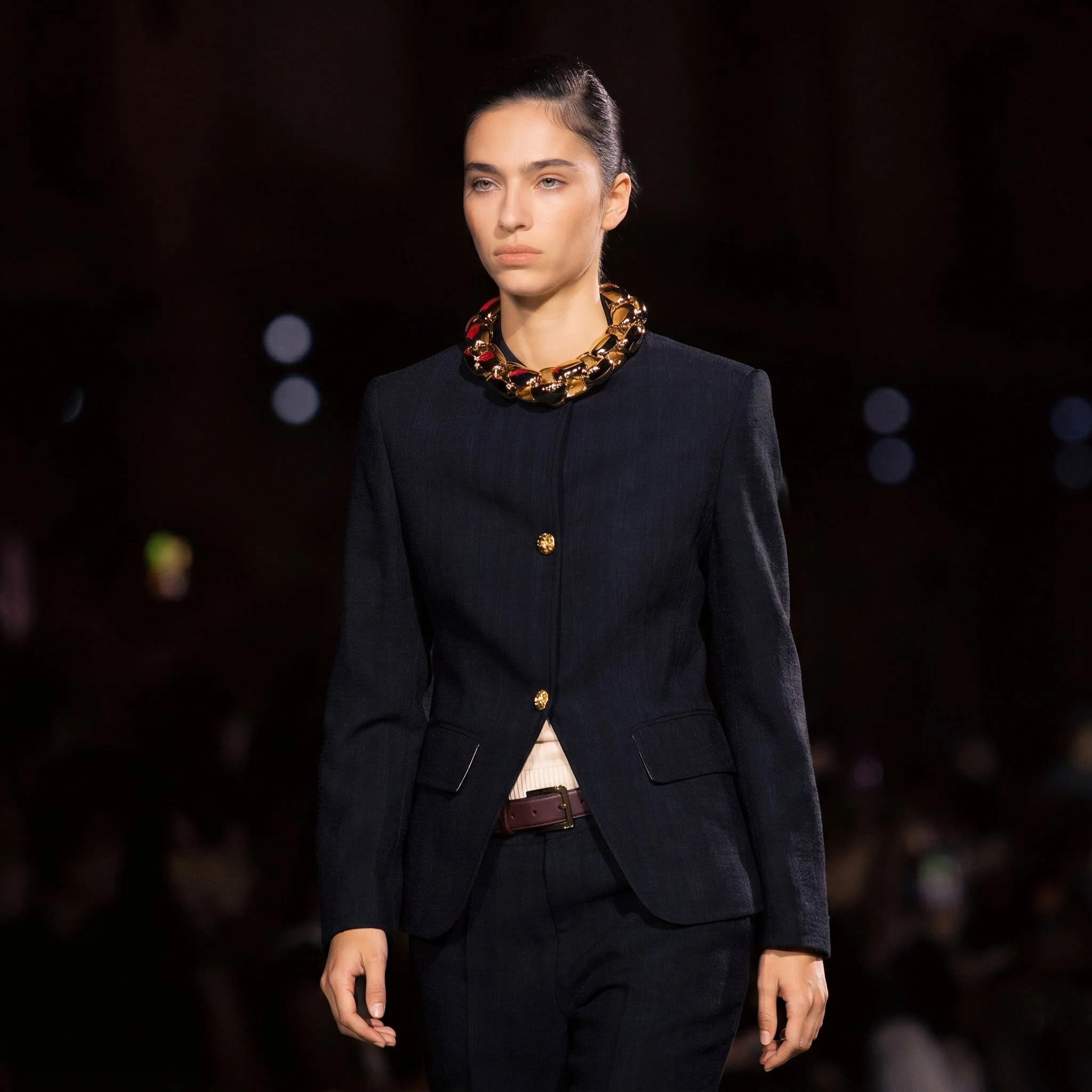 Collarless Blazer + Chain Necklace