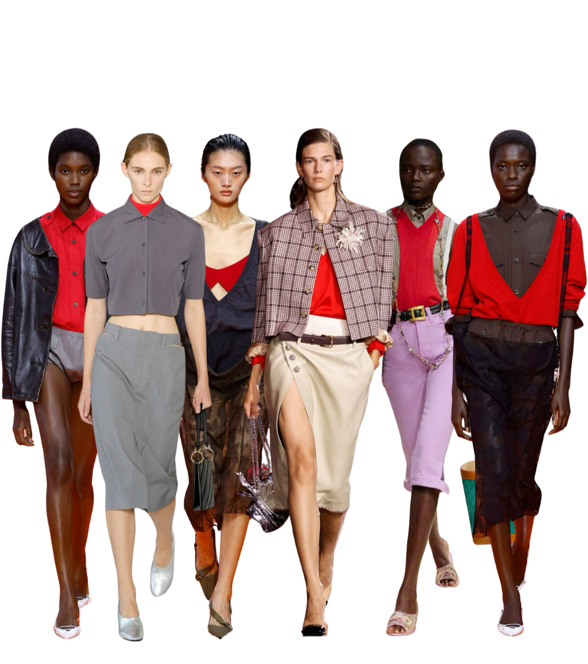 SS2026 runway looks showcasing how to wear red accents.