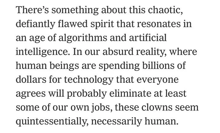 Clowning featured in today&rsquo;s @nytimes! While Plums is a more traditional party clown, she came from creative exploration inspired by the modern clowning classes I started (and am still) taking this year ☺️