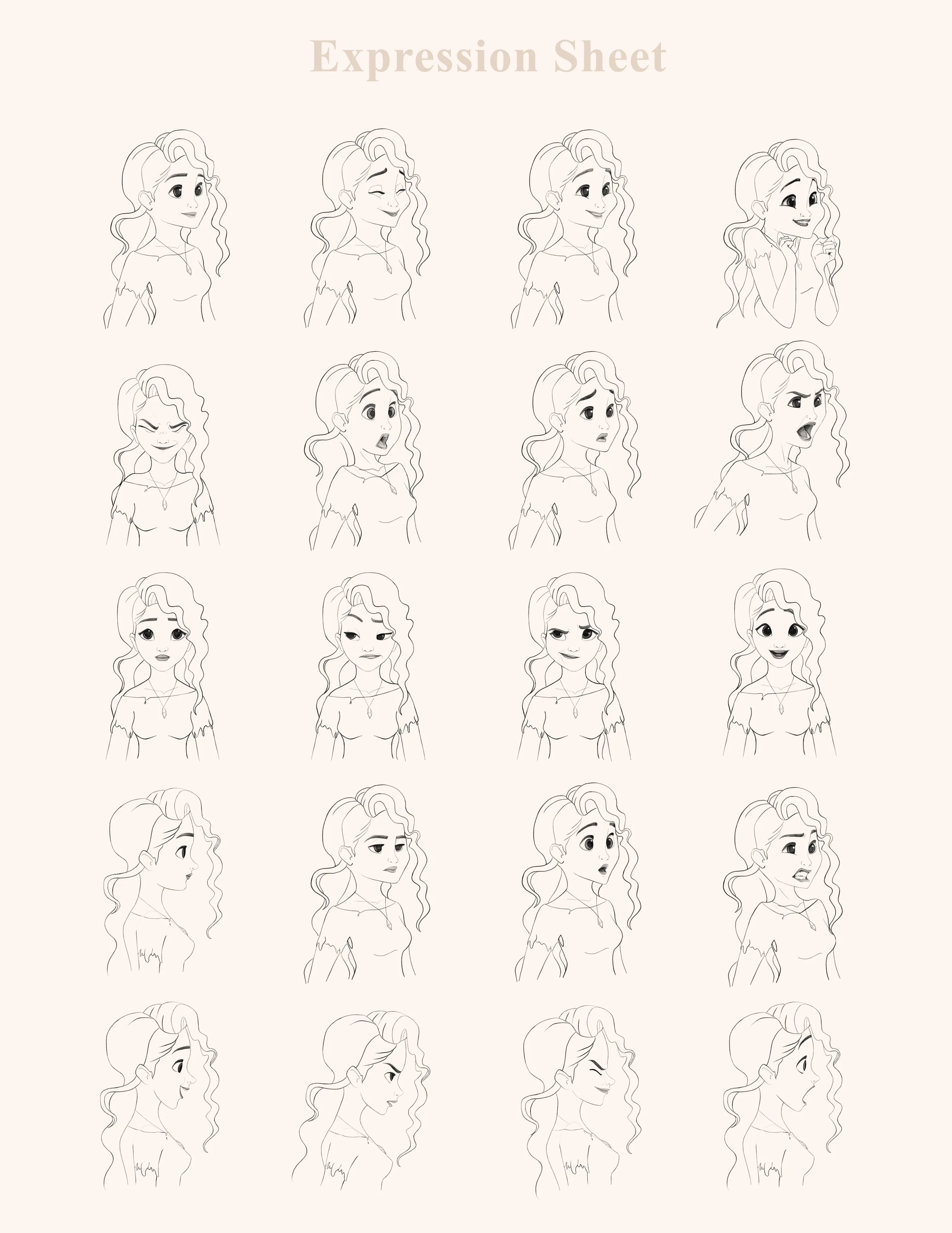 Hiva Character Facial Expression Sheet