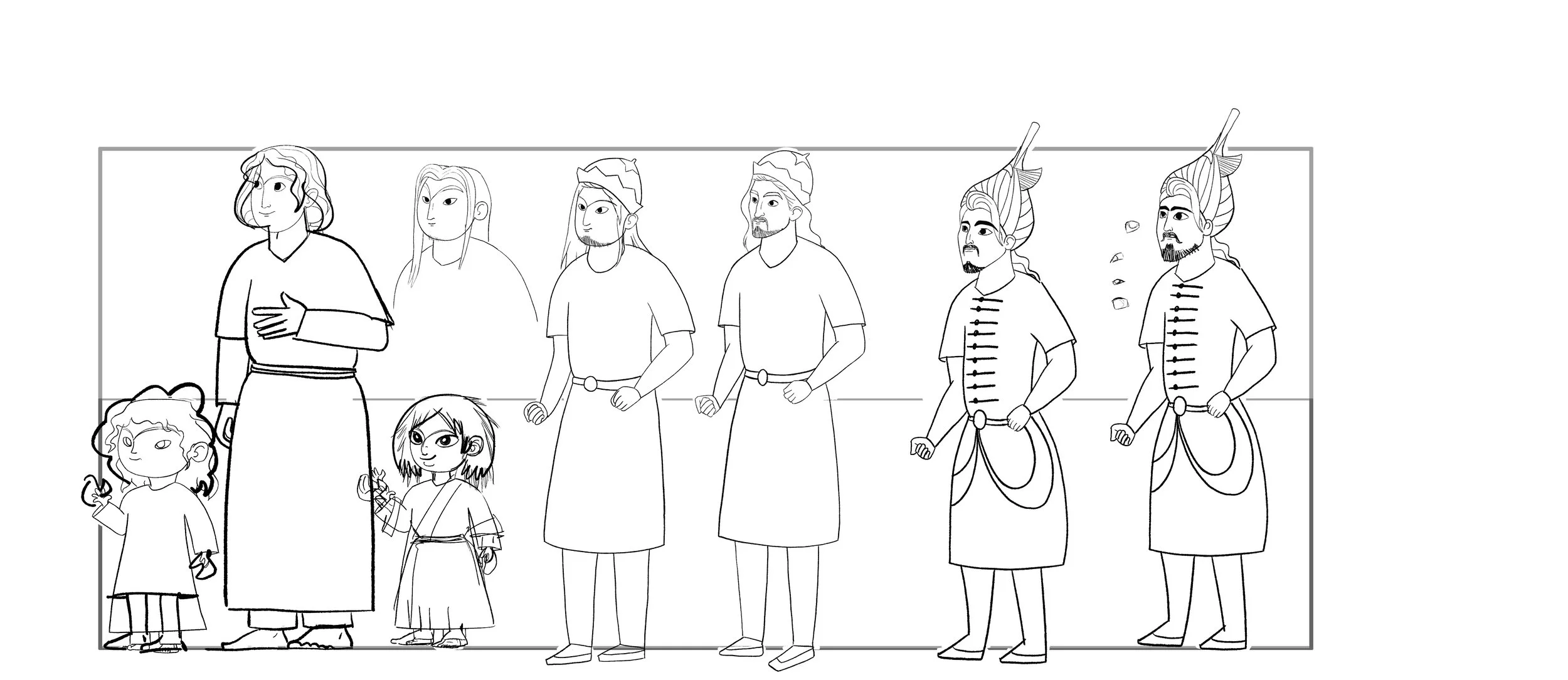 Initial Character design explorations for Zal