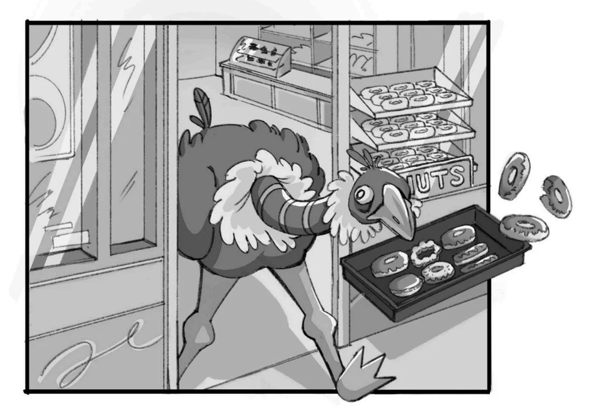 Prompt: A bird steals a tasty treat off of a restaurant plate.