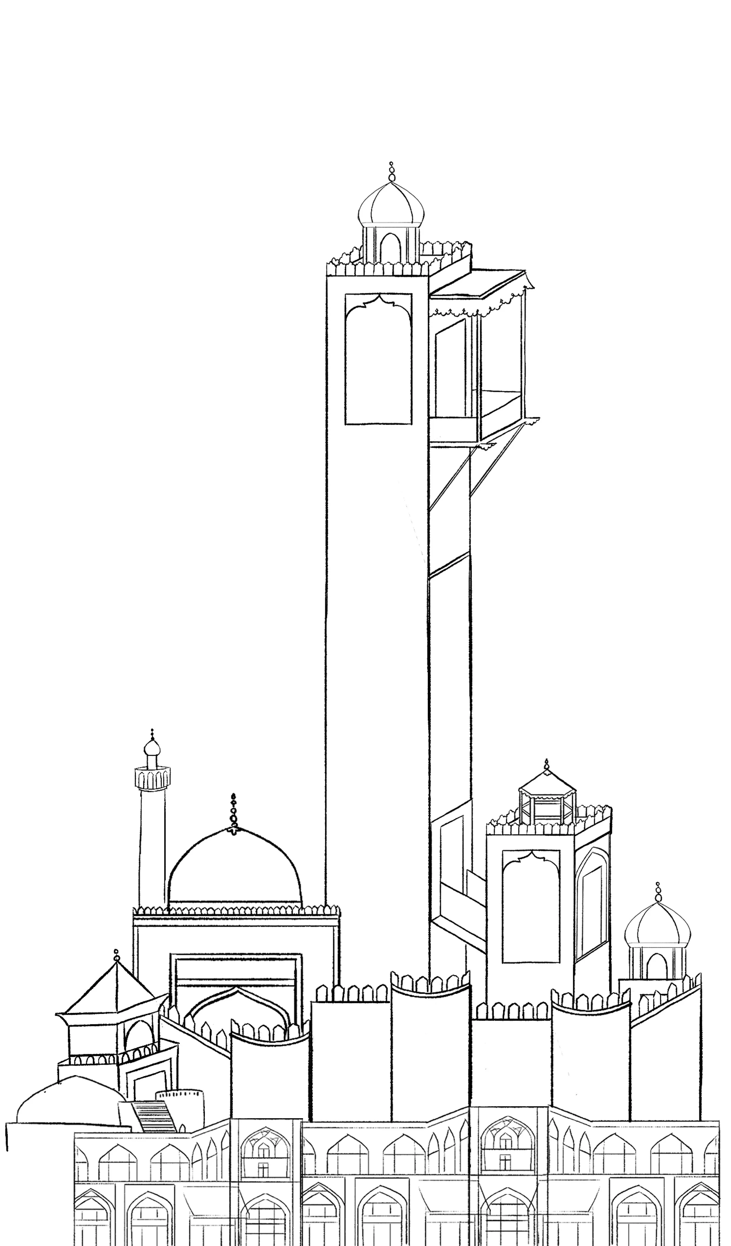 Visual development of the city influenced by 16th-century Persian miniatures