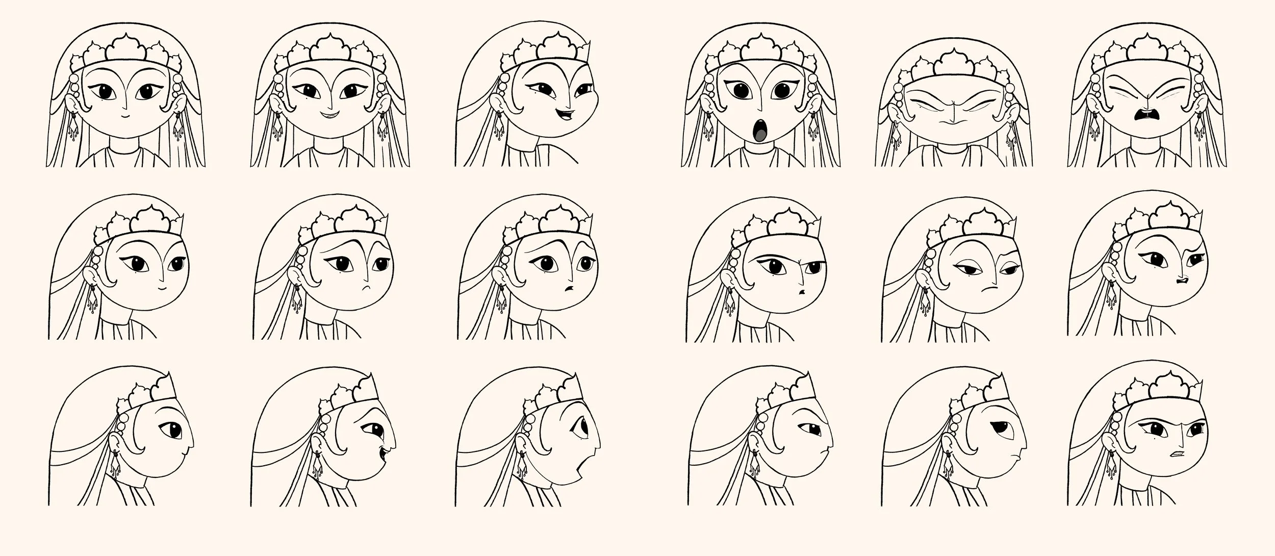 Character facial expression sheet for Pari-Mehr