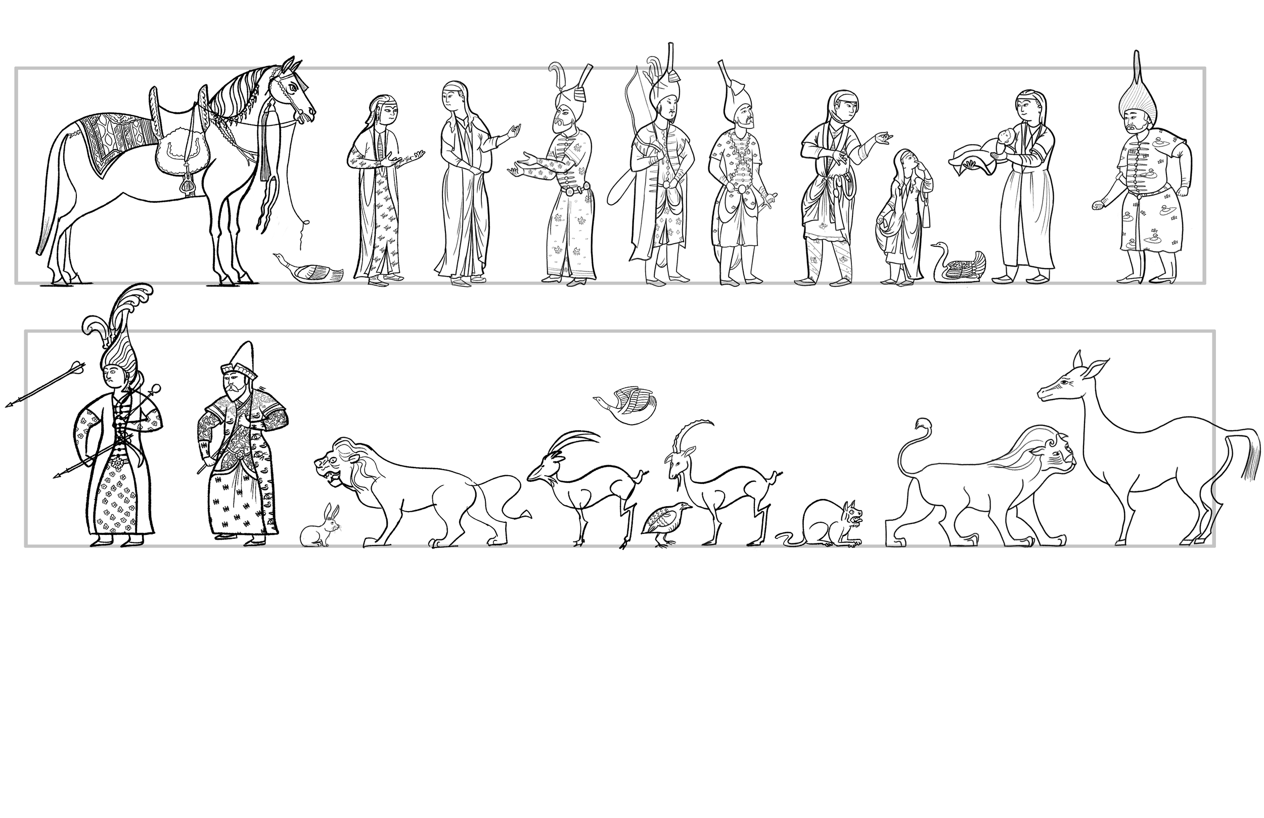 Art studies from 16th century Persian miniatures