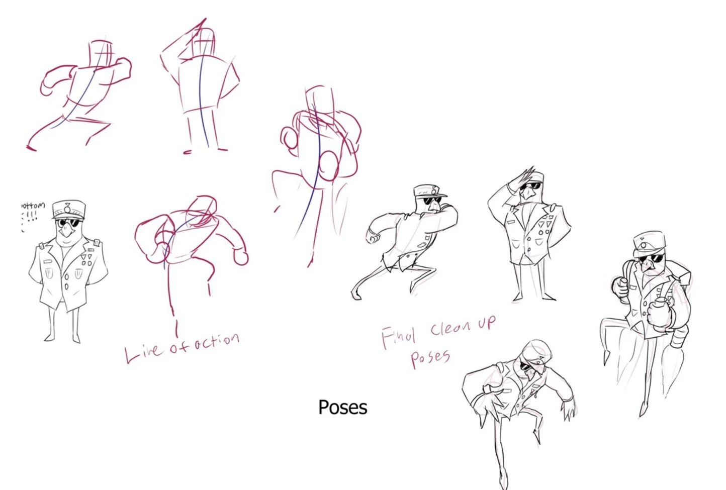 Character design poses, line of action.