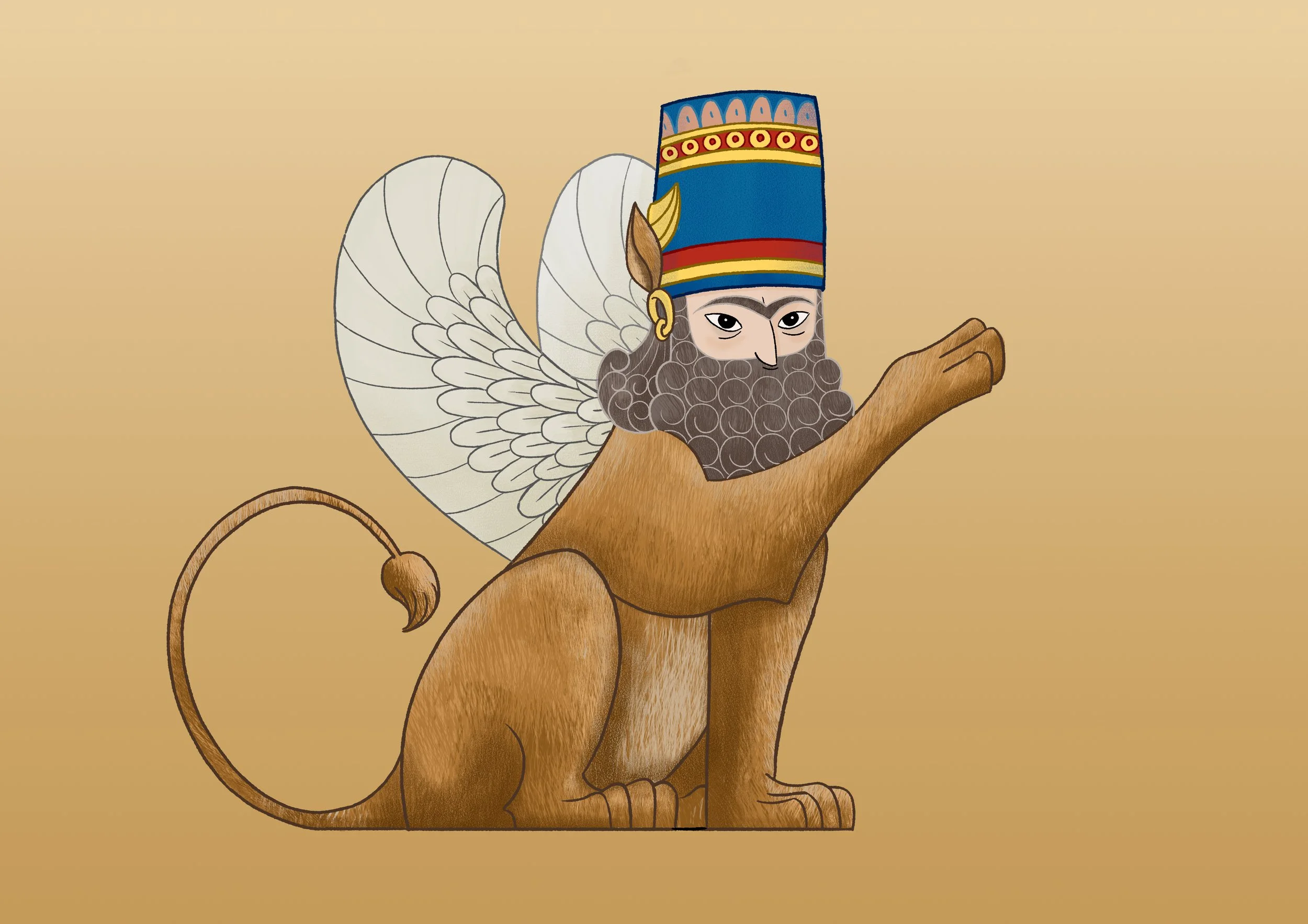 Character design for Gopat-Shah (Ancient Persian Mythical Sphinx)