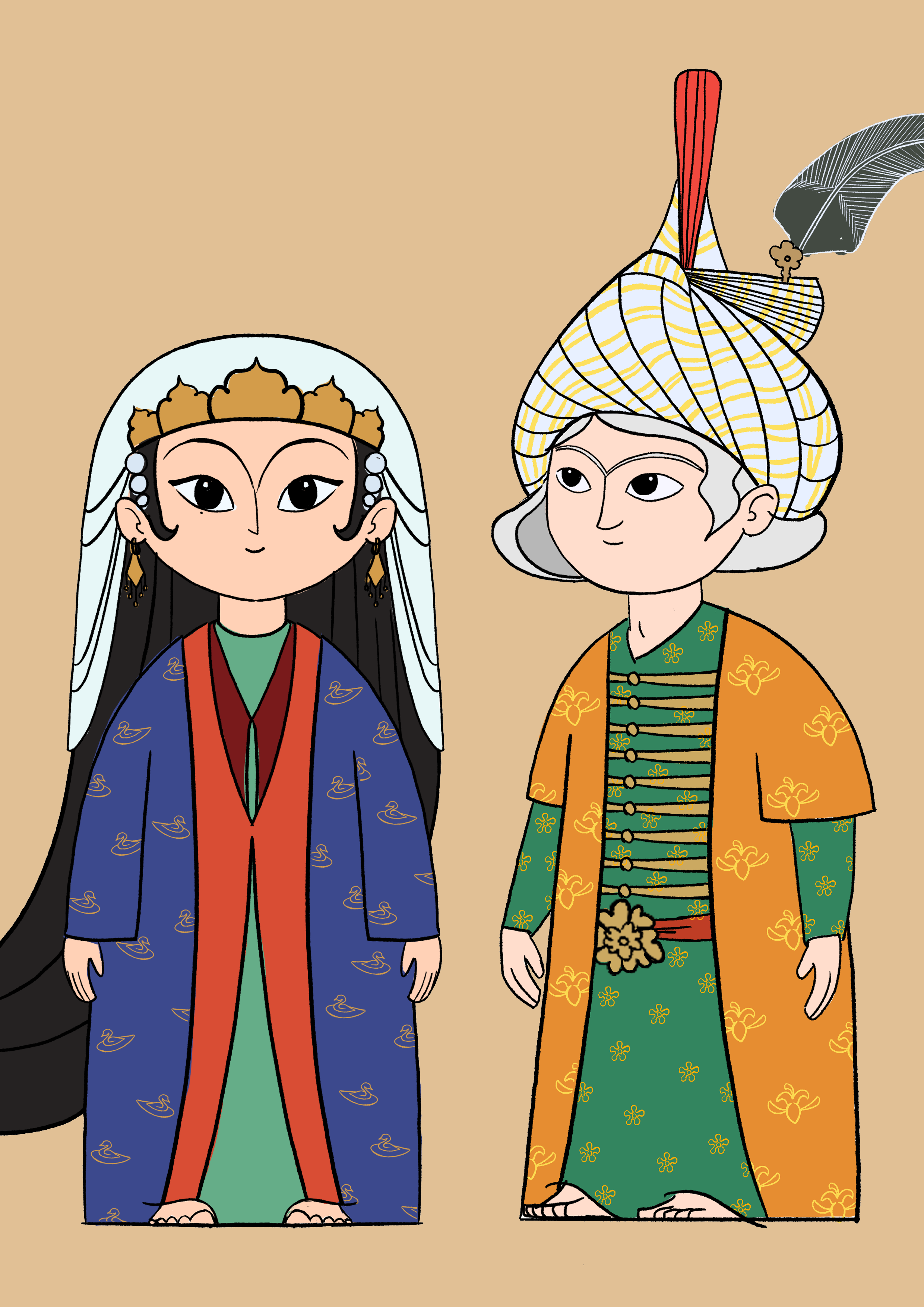 Character design and costume design for Pari-Mehr and Zal