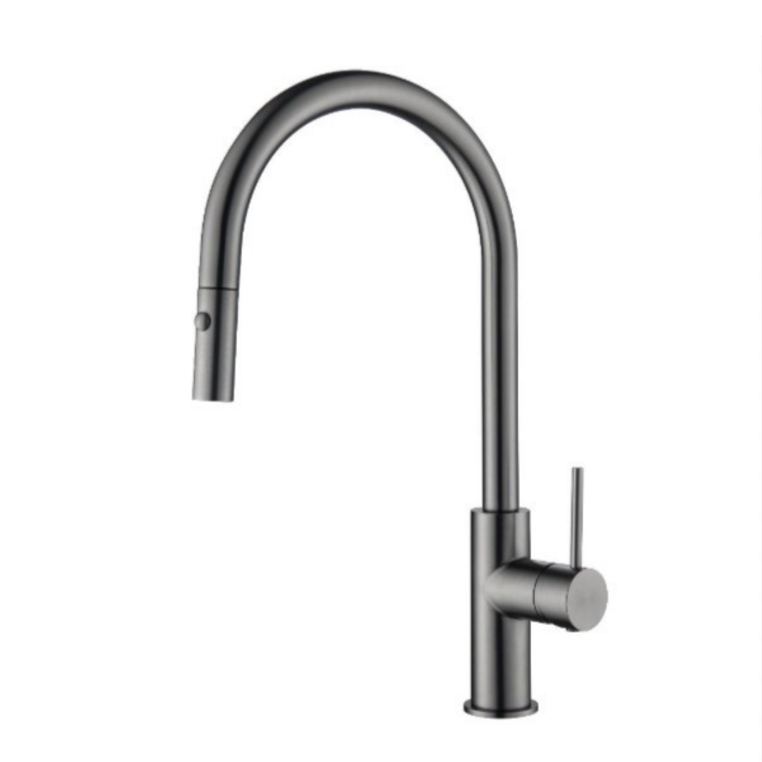Palm Gooseneck Pull Out Sink Mixer - Gun Metal