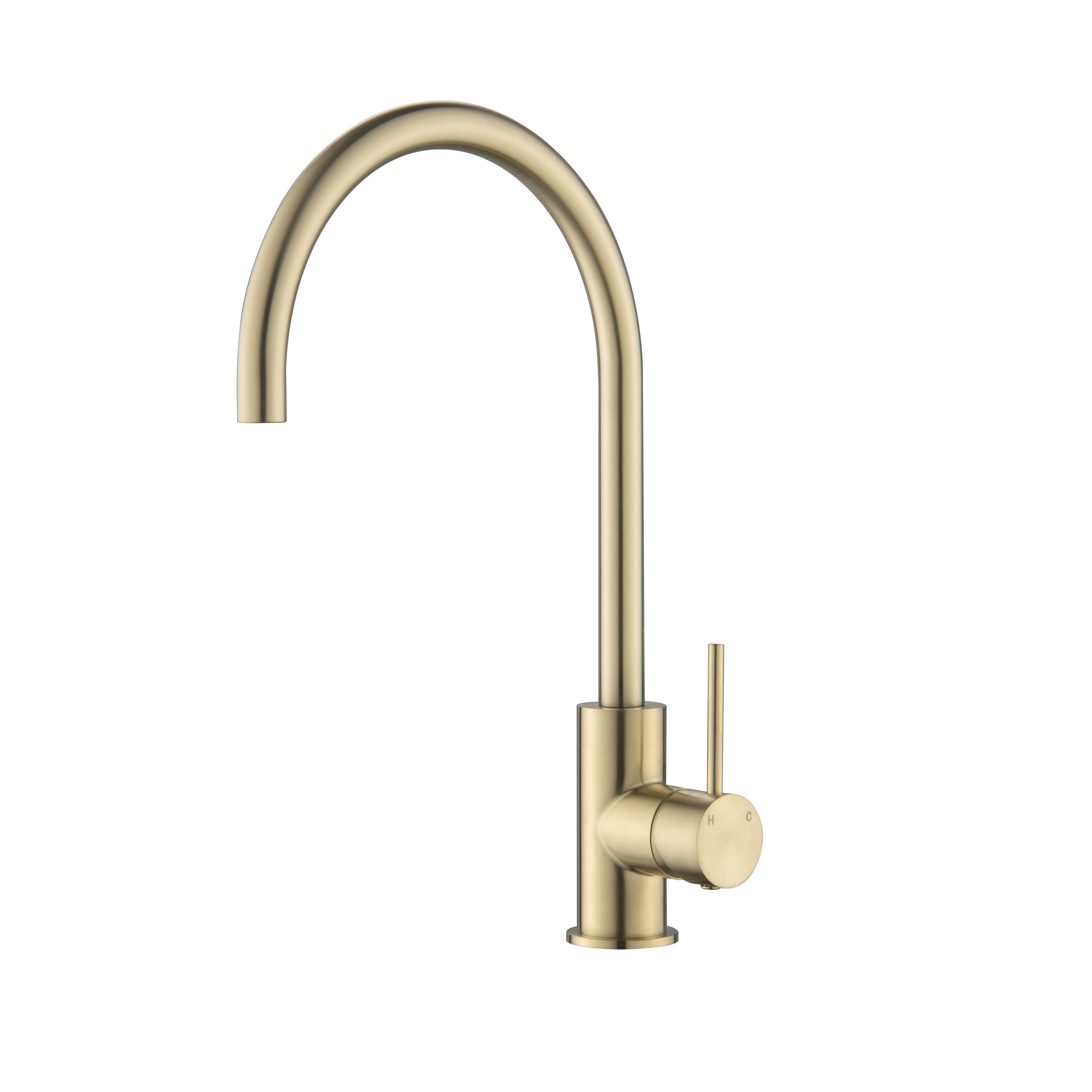 Palm Gooseneck Sink Mixer Brushed Brass