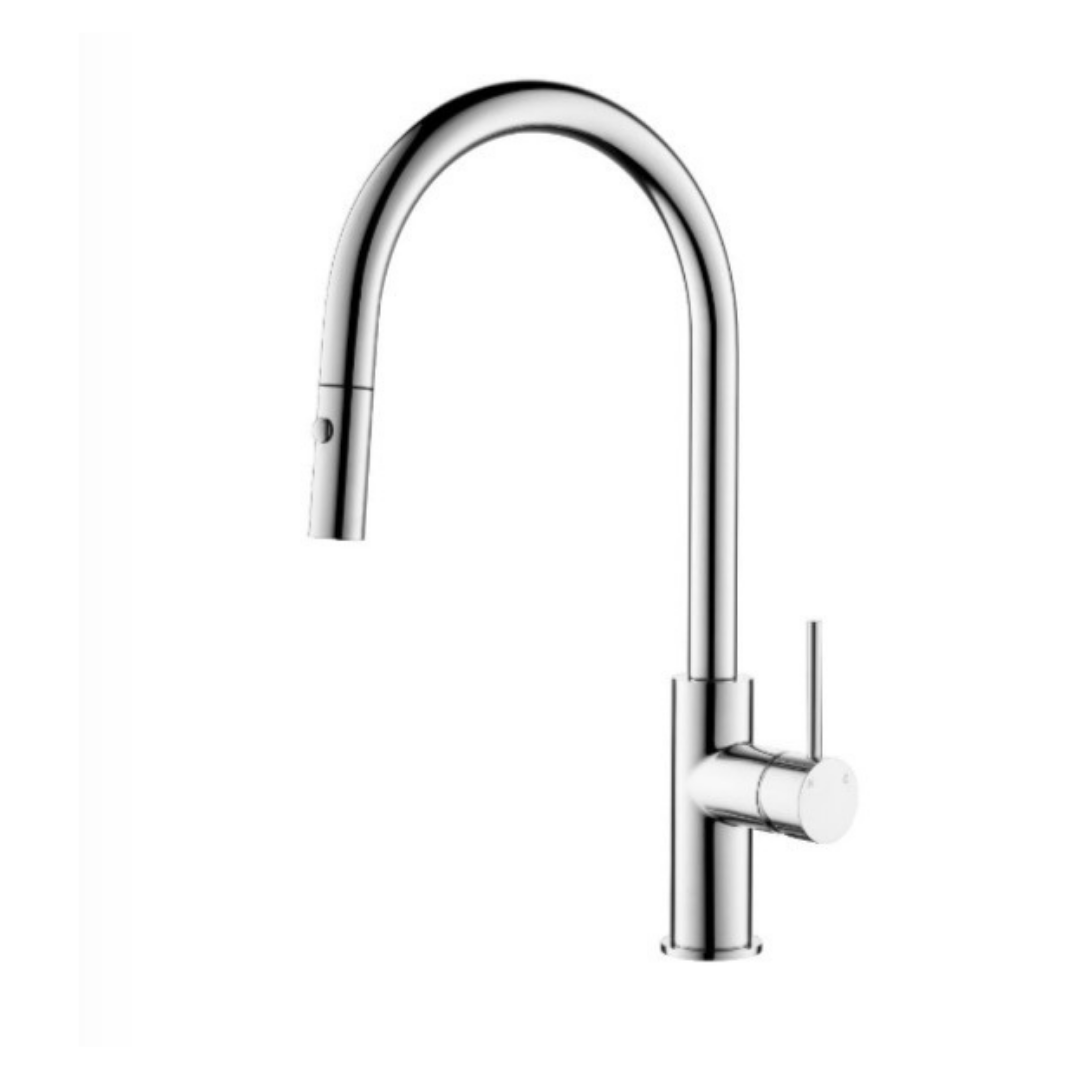Palm Gooseneck Pull Out Sink Mixer - Chrome