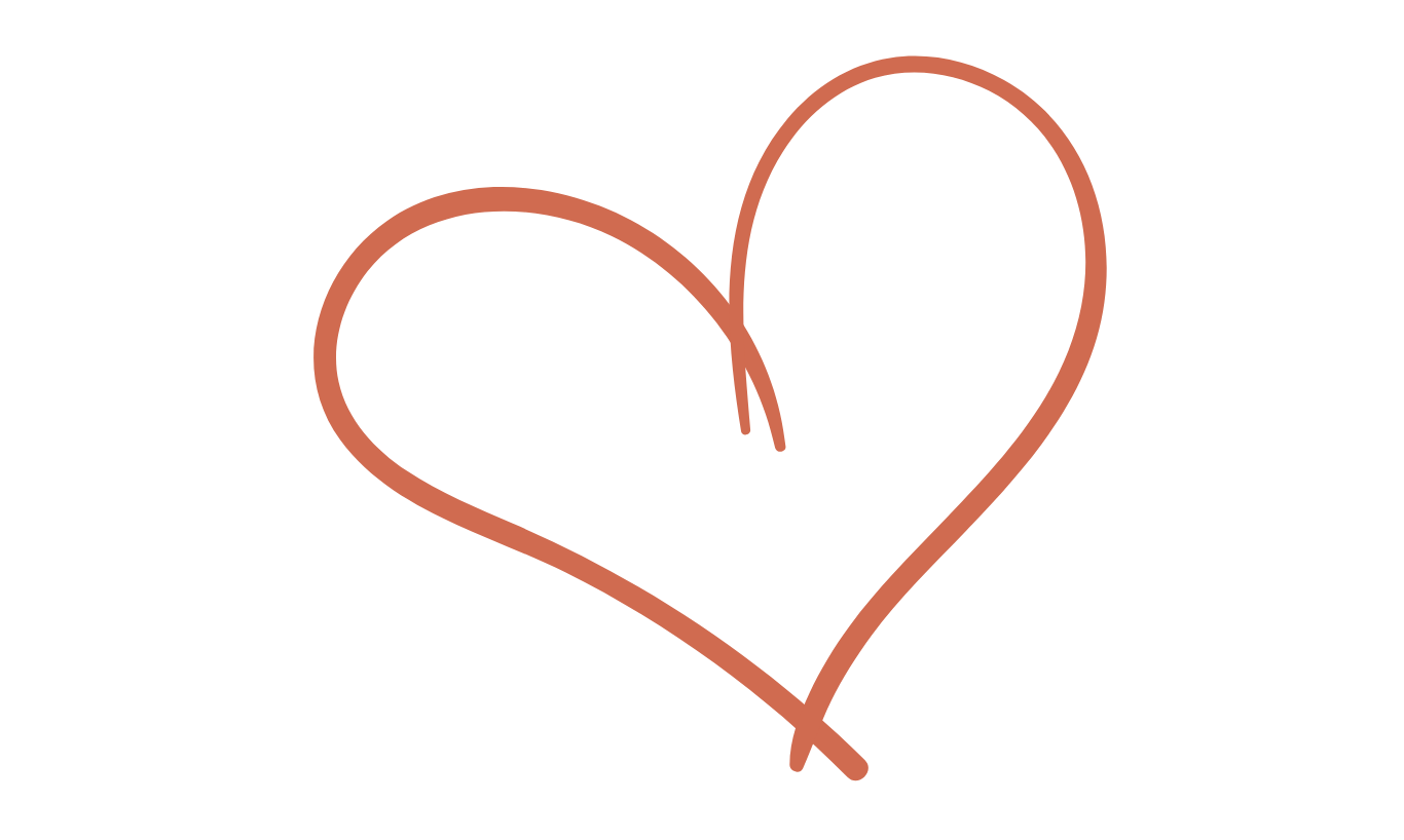 A simple, hand-drawn heart outline in a brownish-pink color.