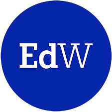 Blue circle with white text 'EdW' in the center.