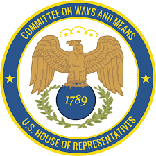 Seal of the U.S. House of Representatives with an eagle, 1789, and a blue ring inscribed 'Committee on Ways and Means U.S. House of Representatives'