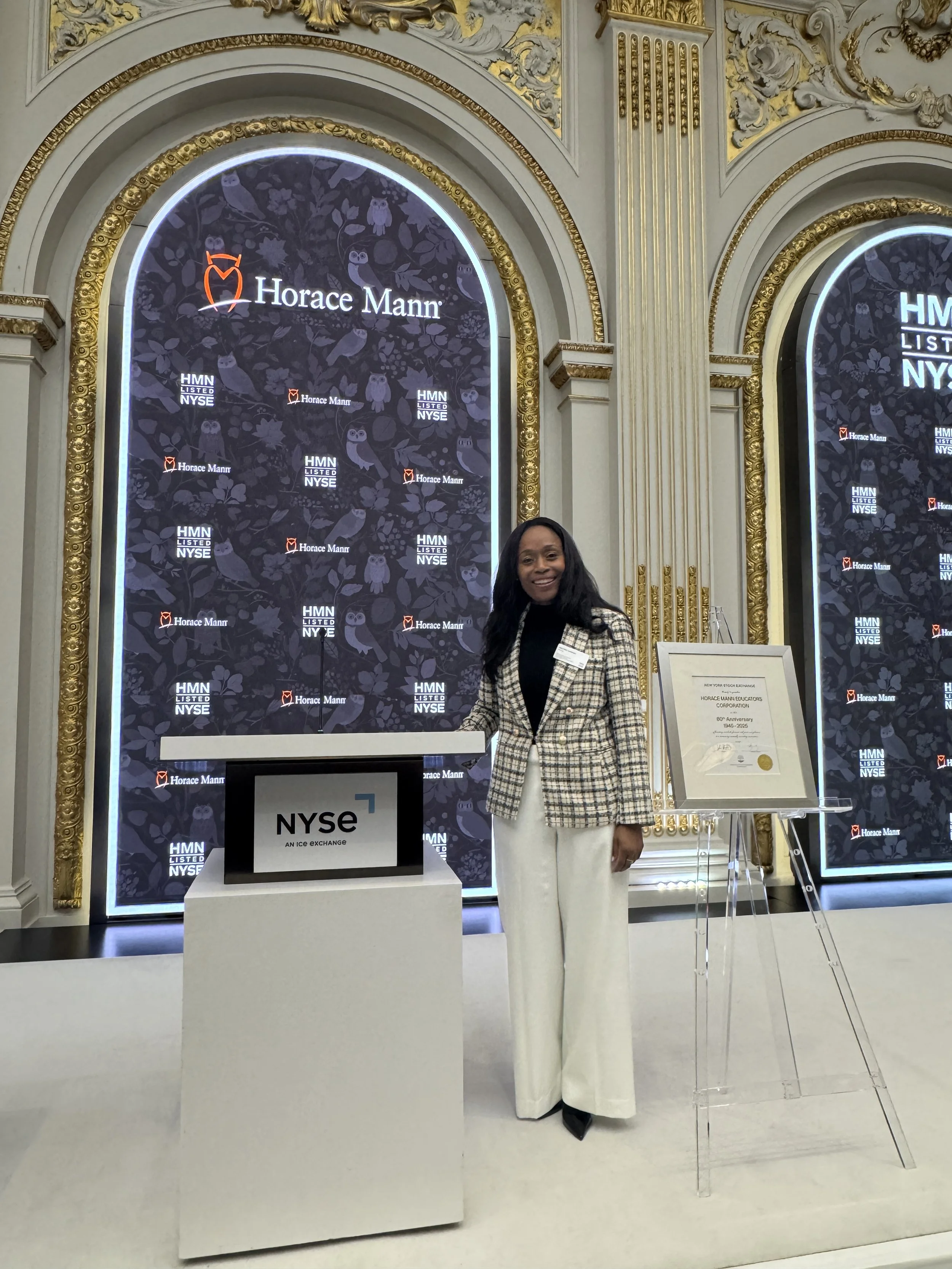 Dr. Aaliyah A. Samuel at the New York Stock Exchange, serving as a corporate board member.