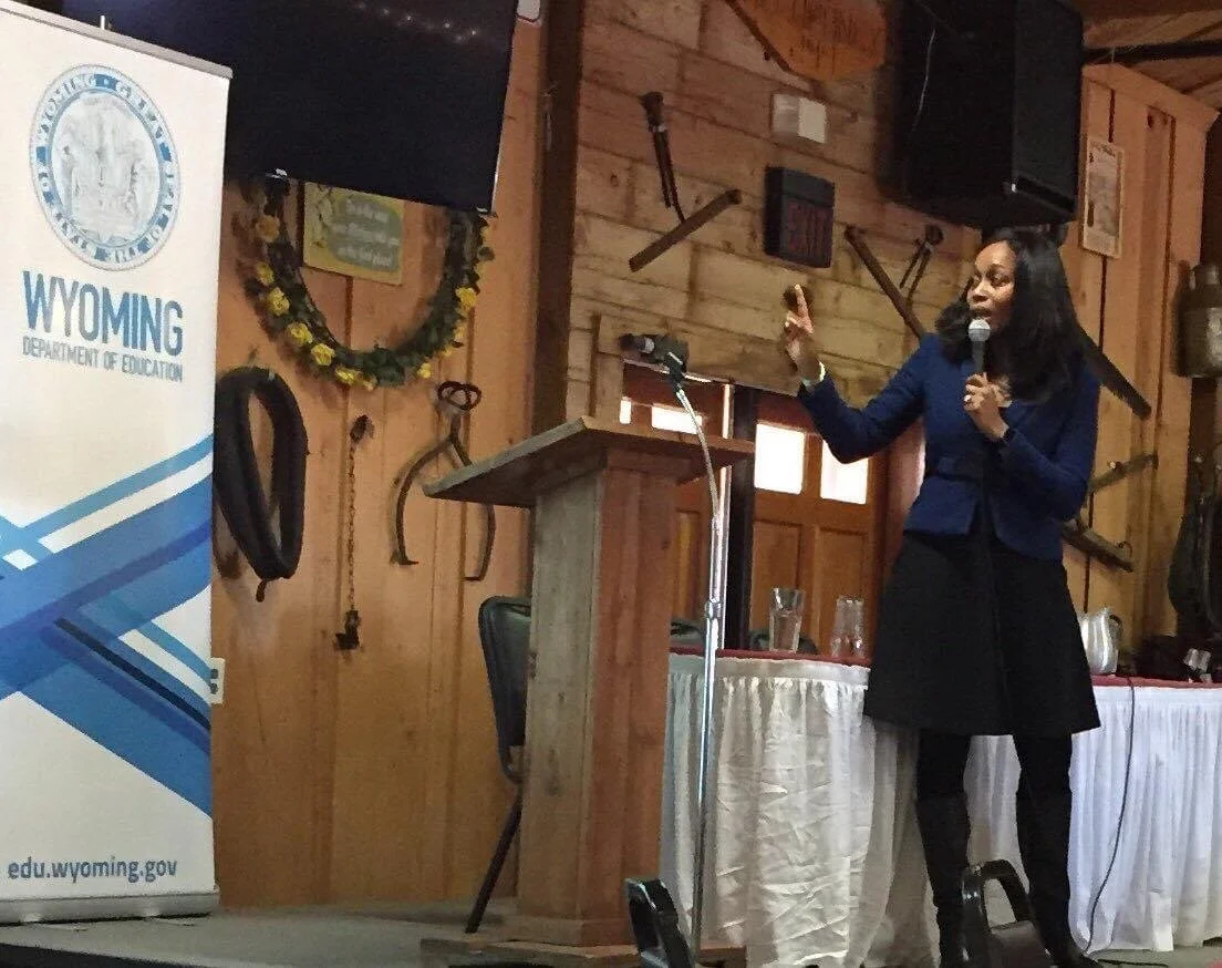 Dr. Samuel presents to Wyoming state policymakers as Director of the Education division at NGA.