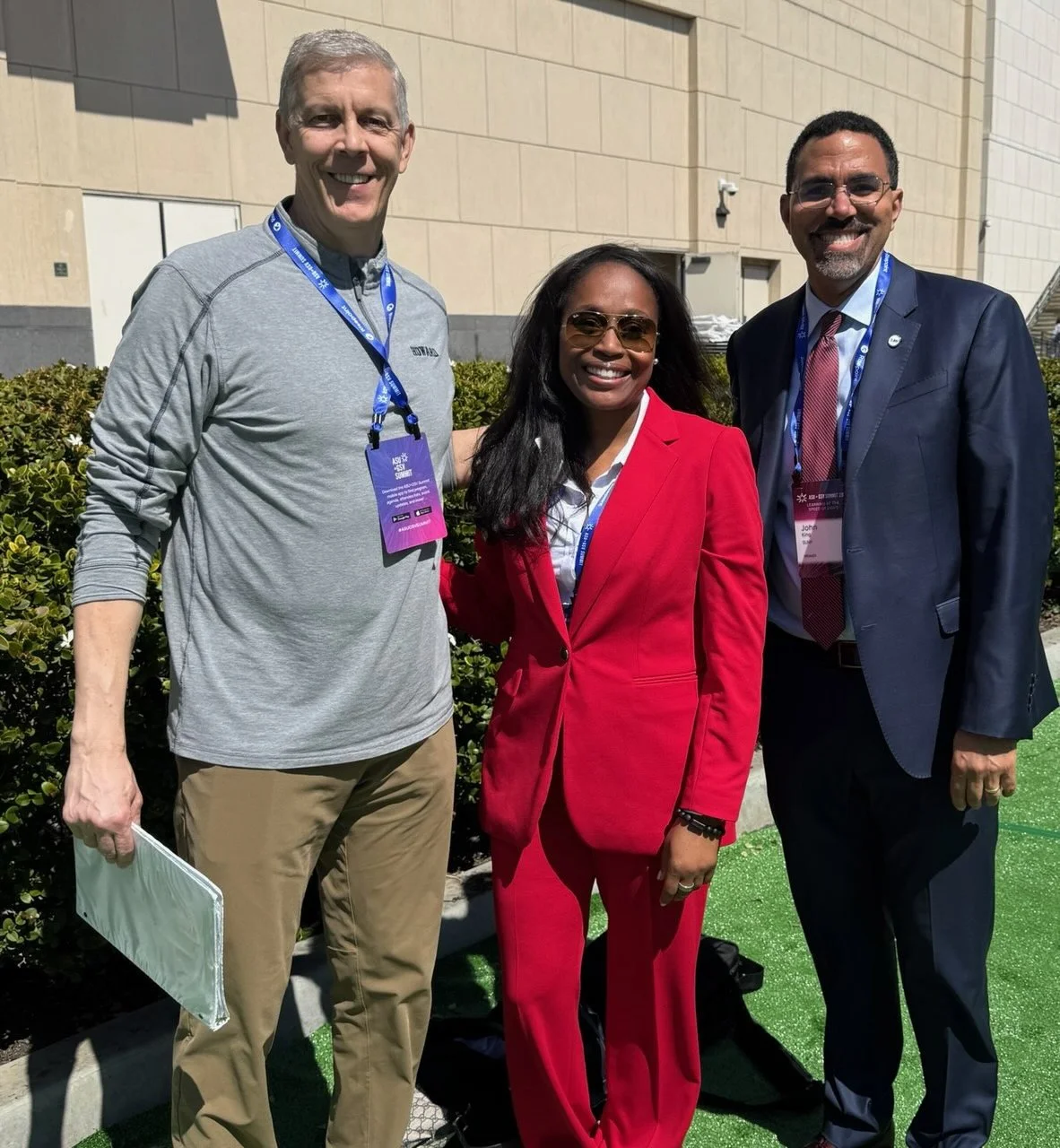 Dr. Aaliyah A. Samuel with former U.S. Secretaries of Education Arne Duncan and John King, reflecting on leadership, public service, and the future of education.